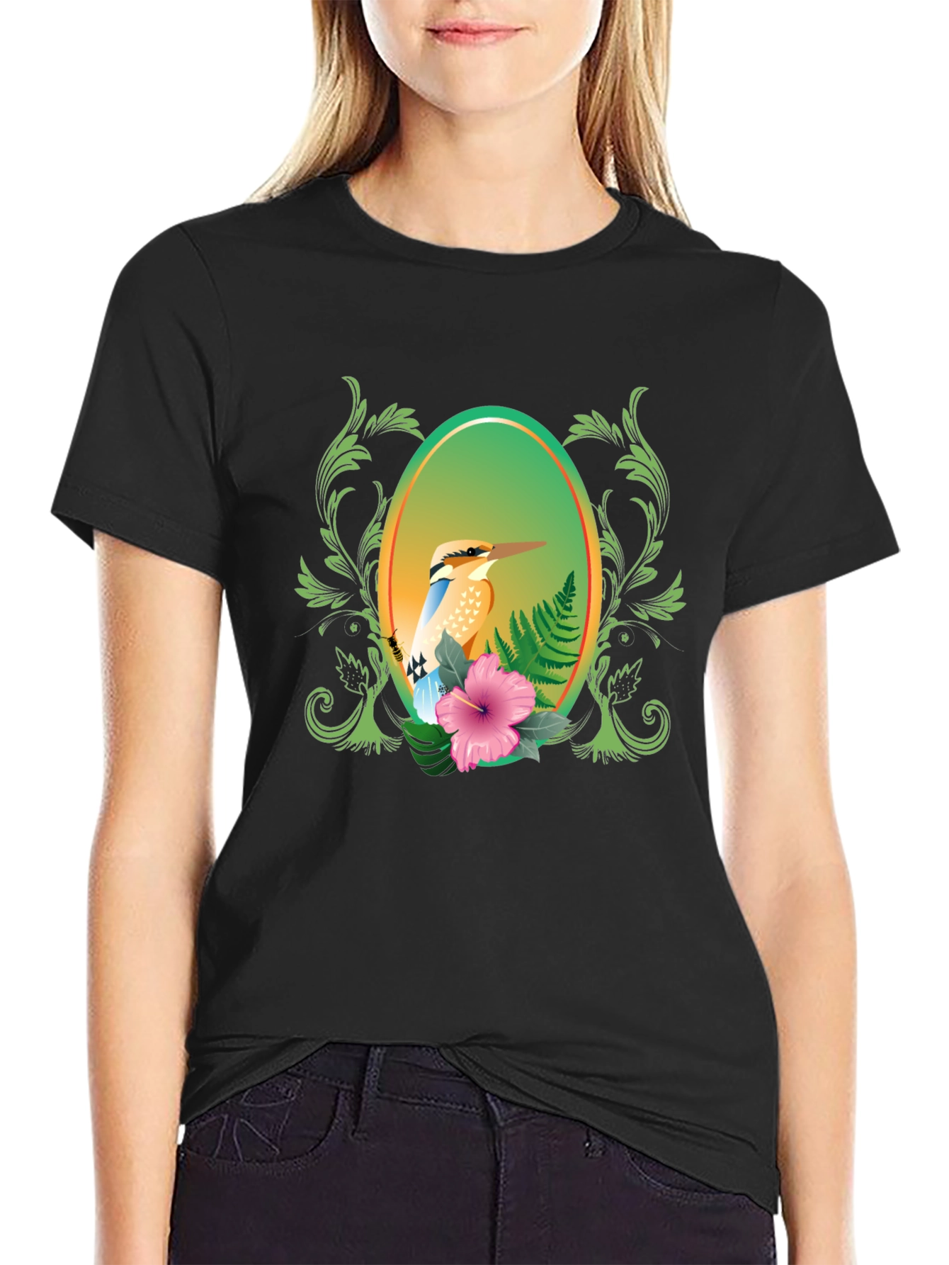Tropical Bird Floral Graphic Tee