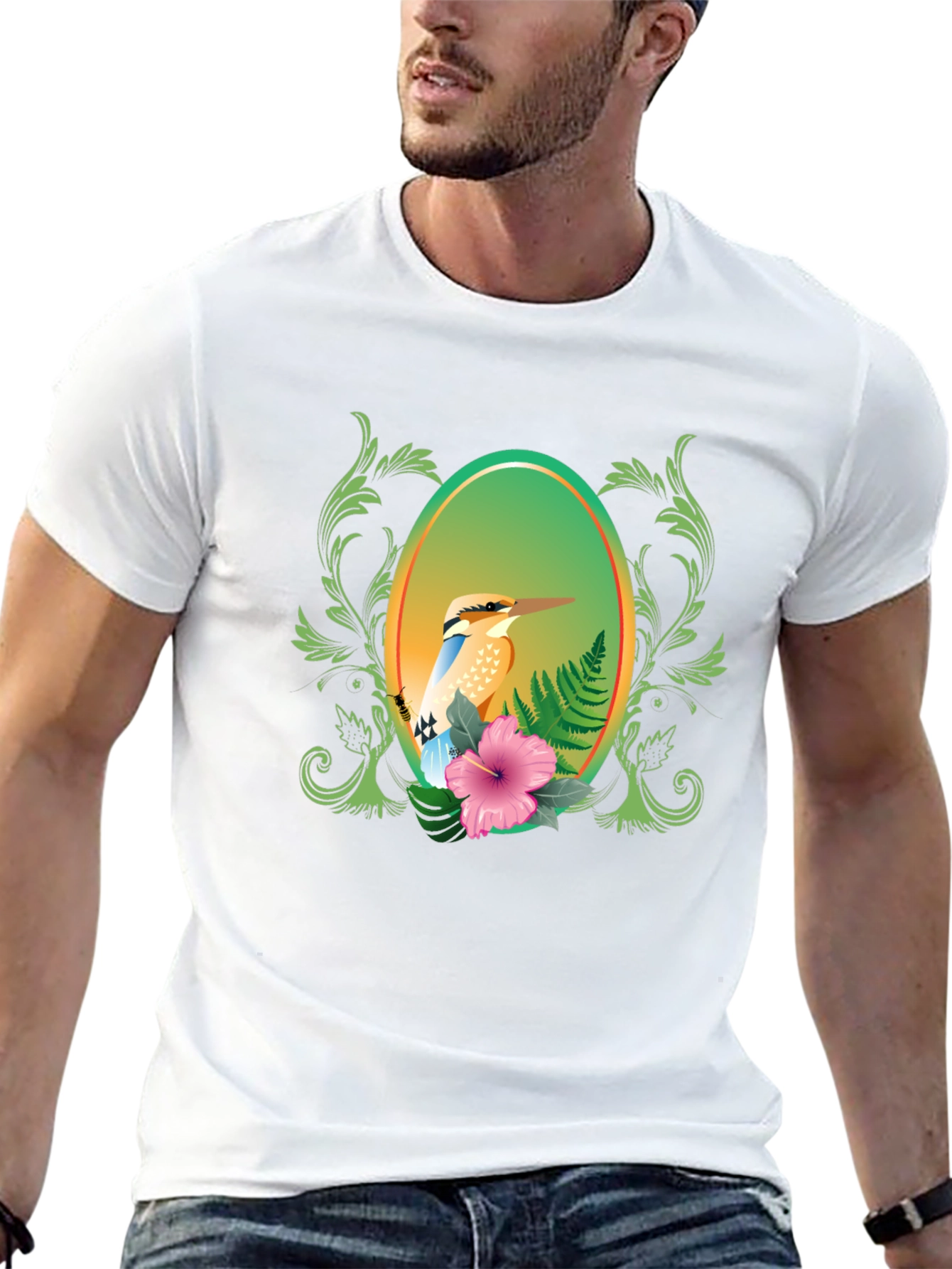 Tropical Bird Floral Graphic Tee