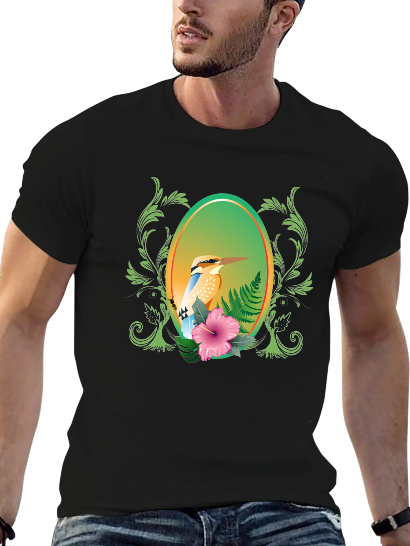 Tropical Bird Floral Graphic Tee