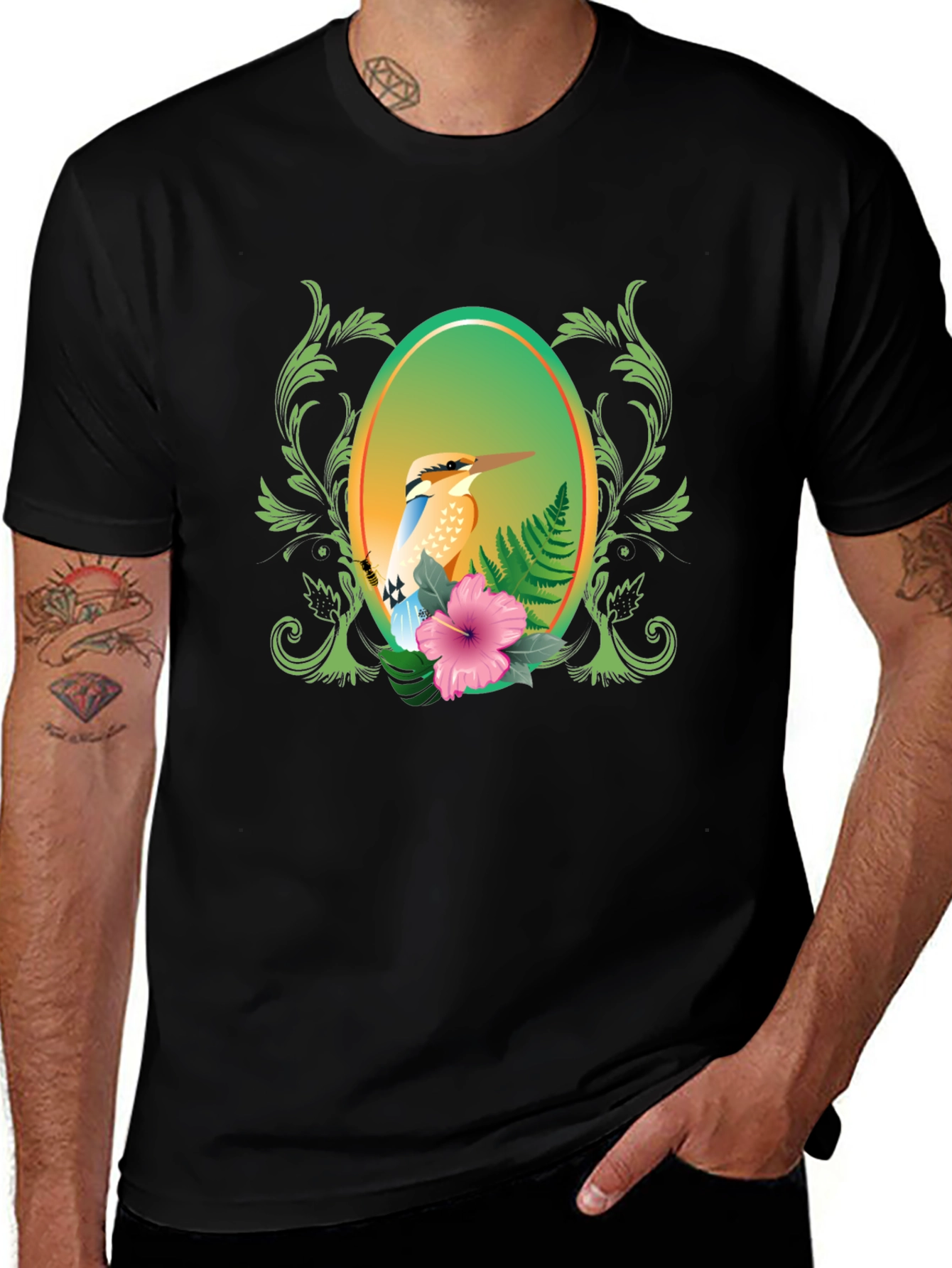 Tropical Bird Floral Graphic Tee
