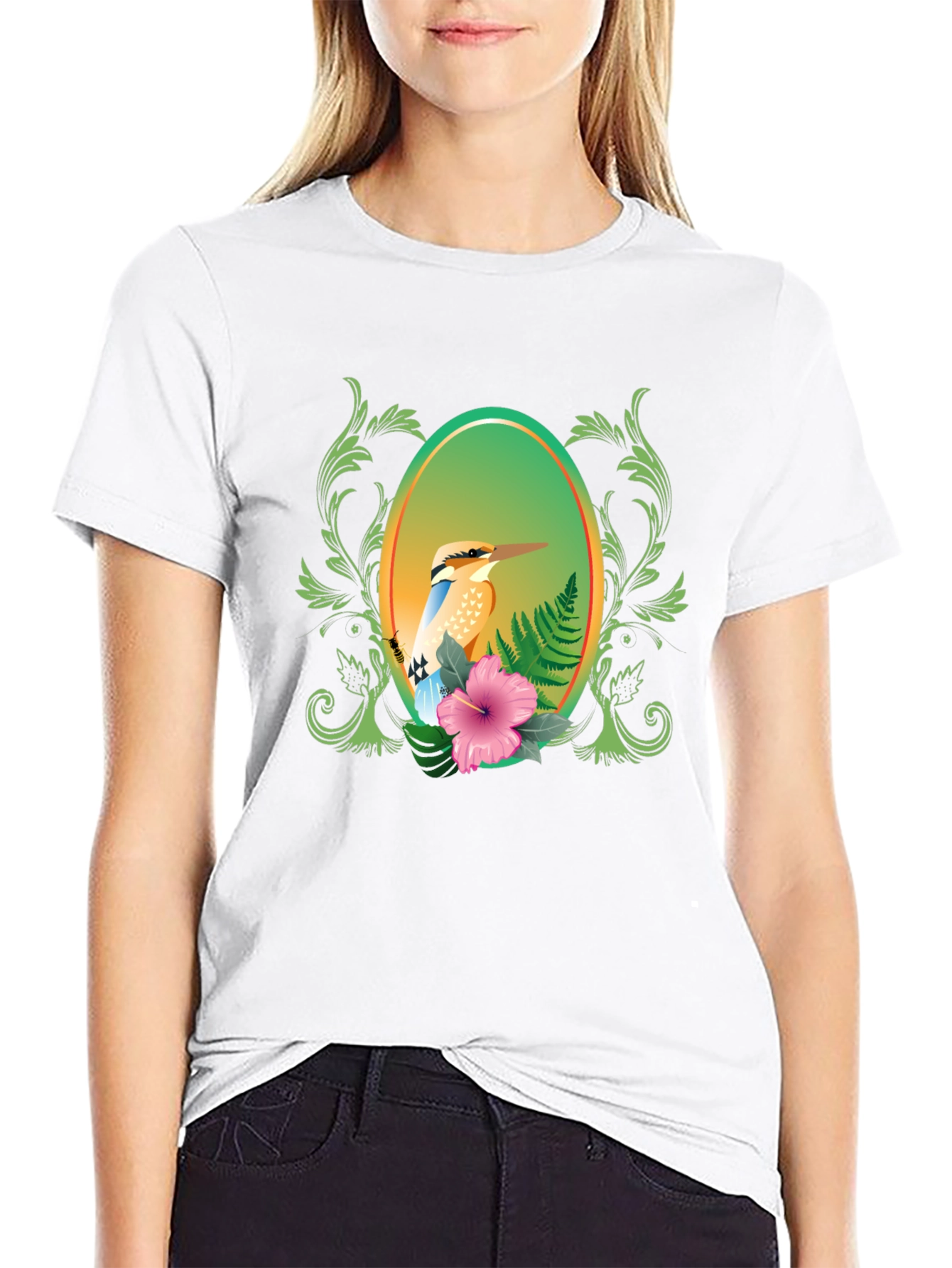 Tropical Bird Floral Graphic Tee