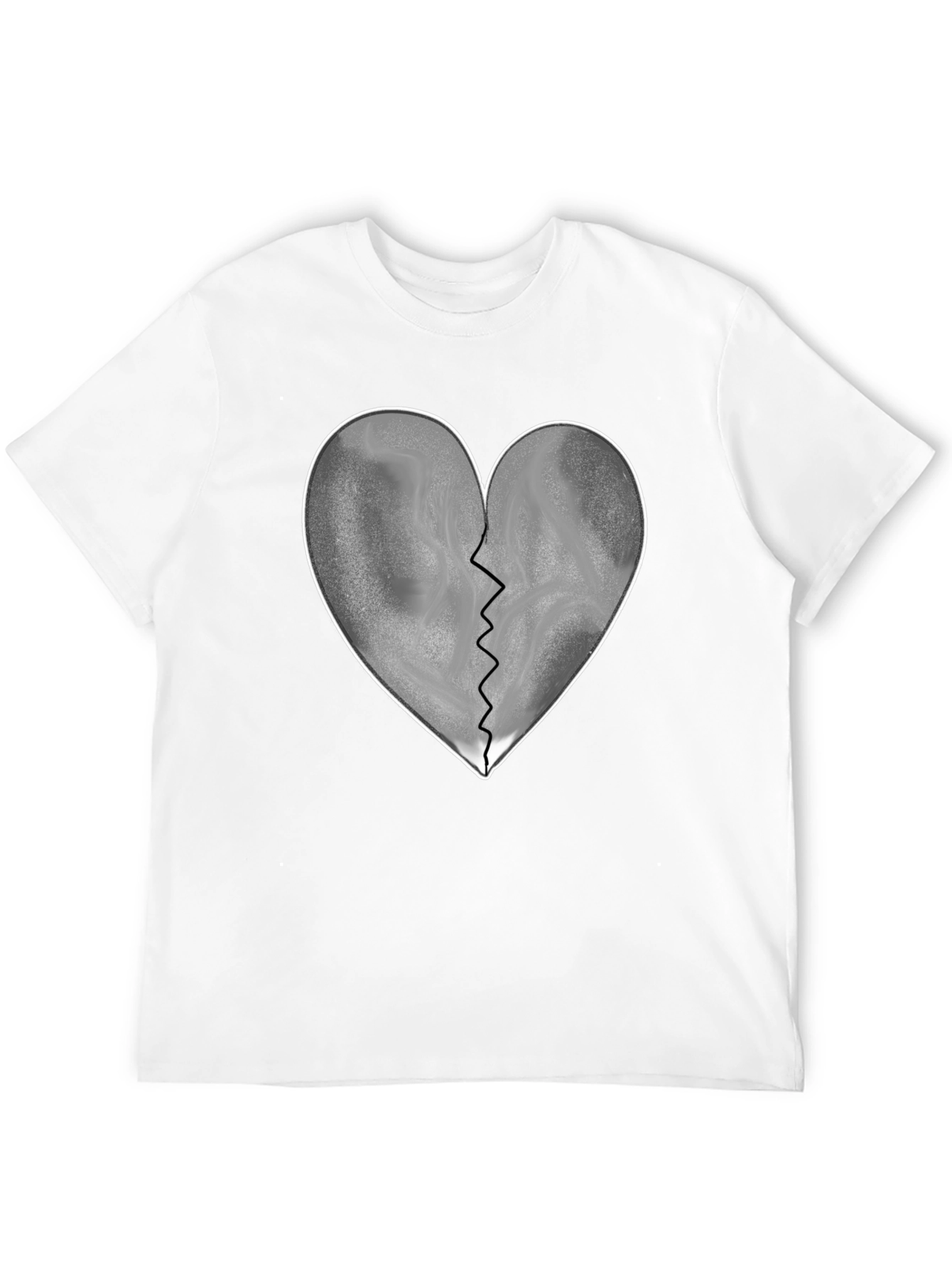 Broken Heart Graphic T-Shirt - Black Casual Tee