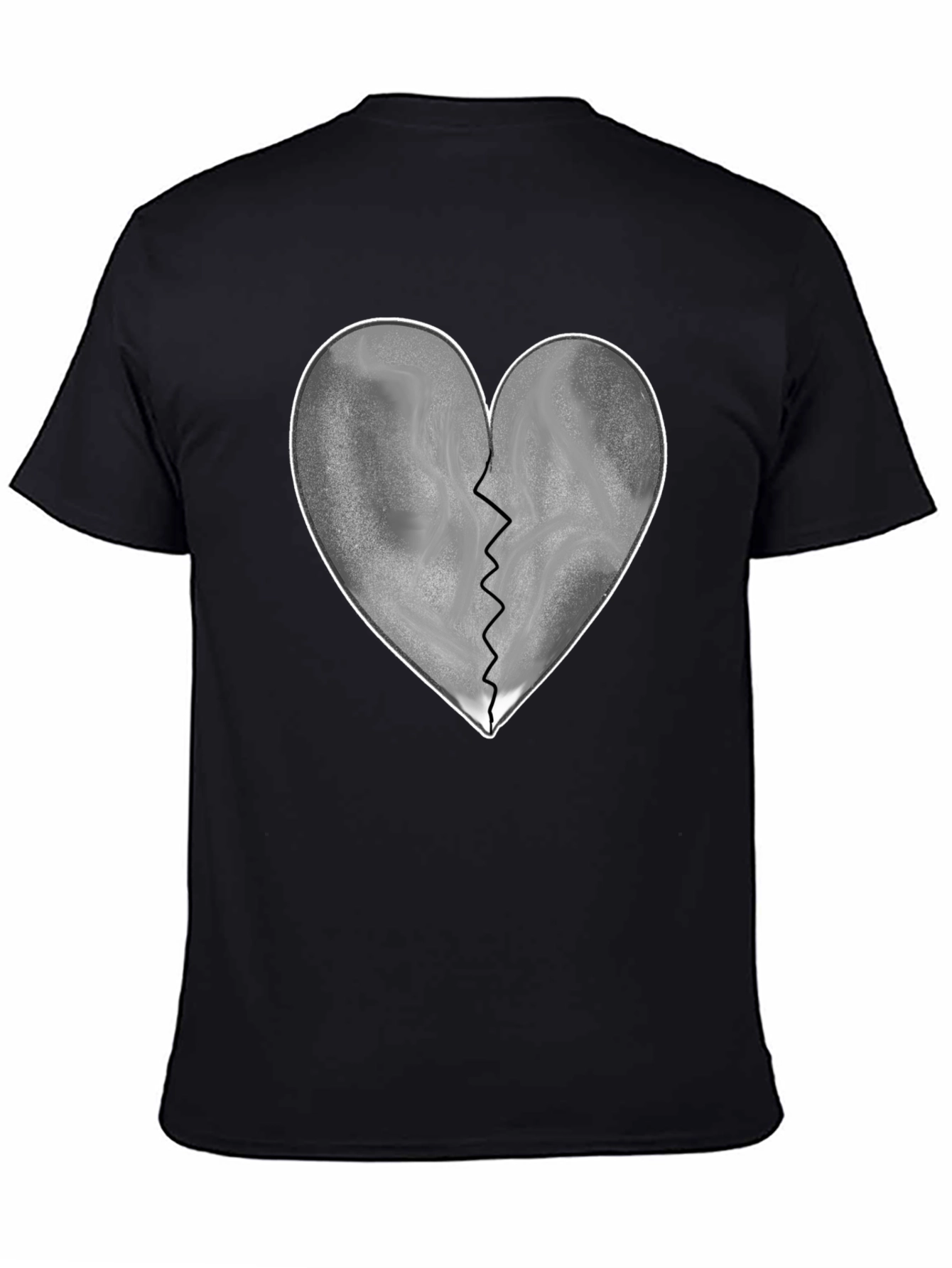 Broken Heart Graphic T-Shirt - Black Casual Tee
