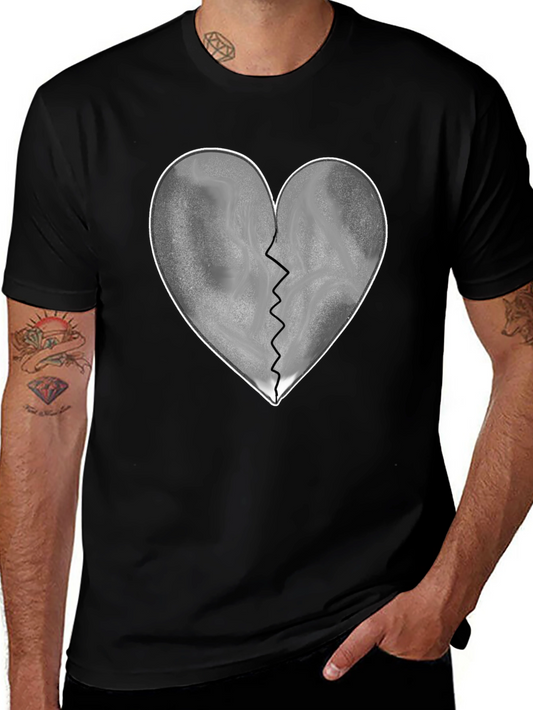 Broken Heart Graphic T-Shirt - Black Casual Tee