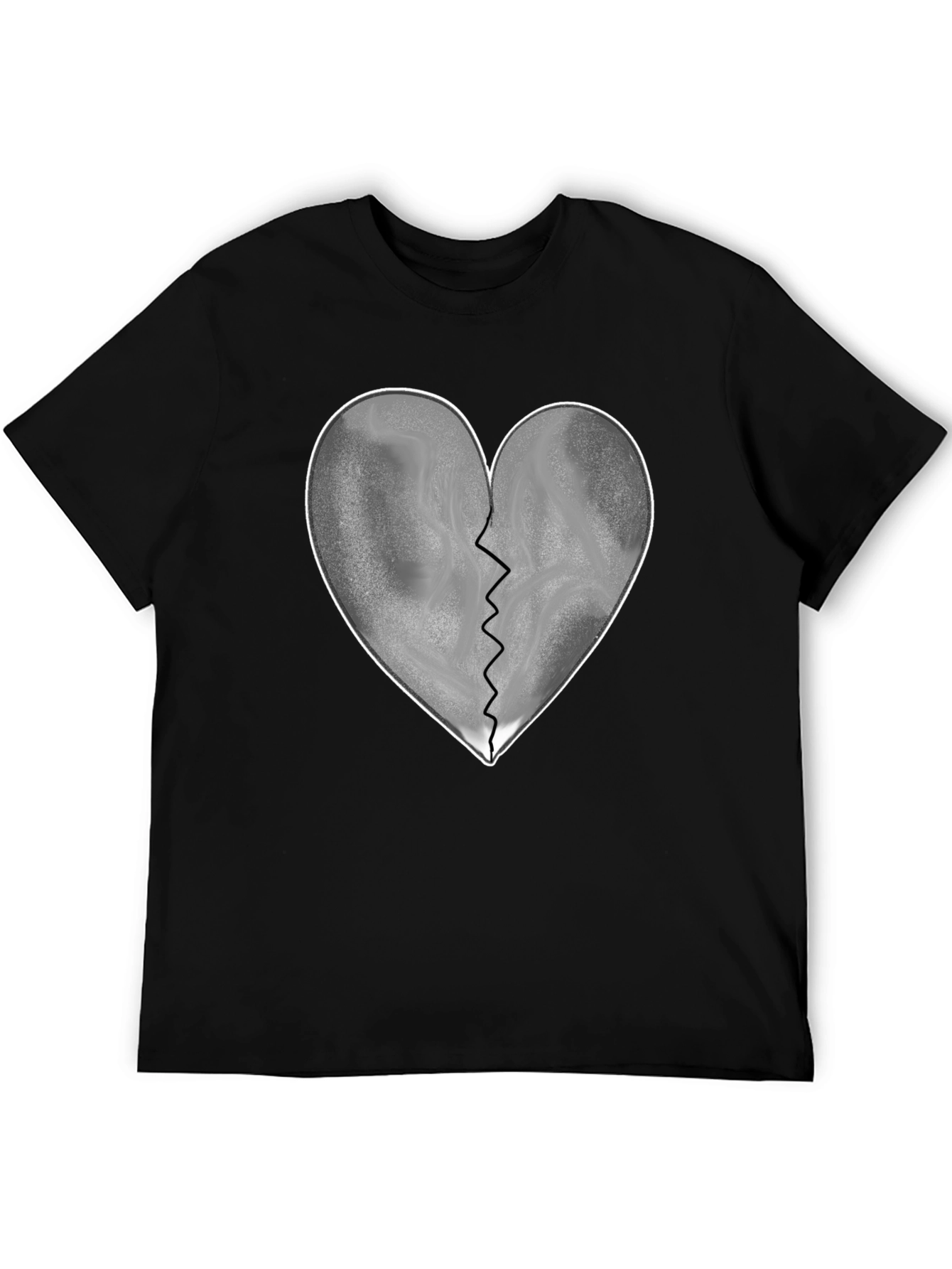 Broken Heart Graphic T-Shirt - Black Casual Tee