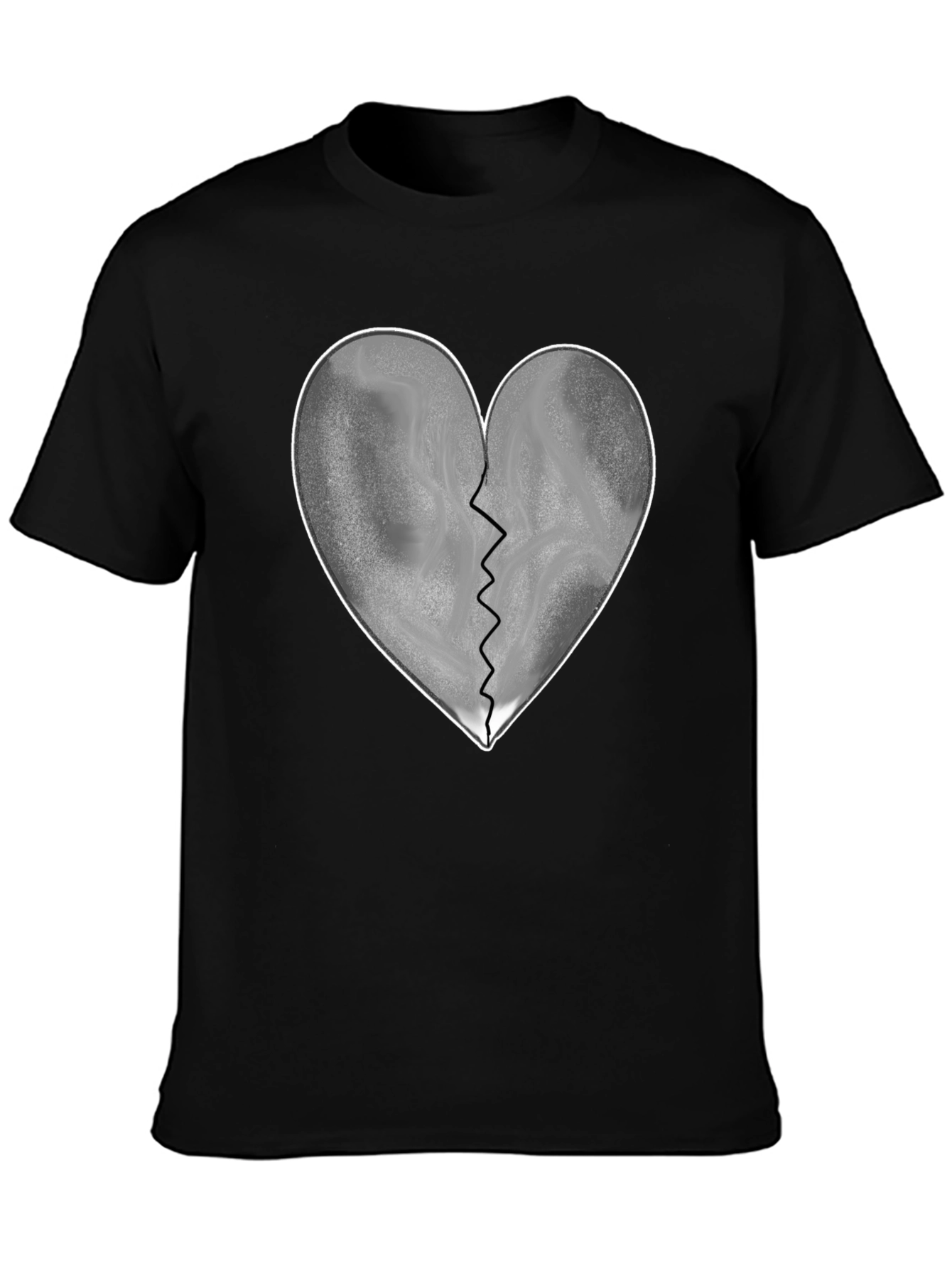 Broken Heart Graphic T-Shirt - Black Casual Tee