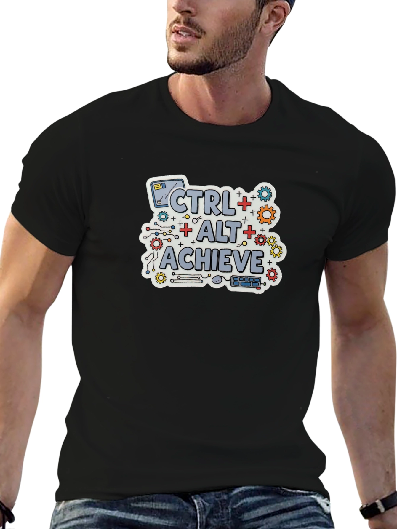 CTRL + ALT + ACHIEVE Black T-Shirt