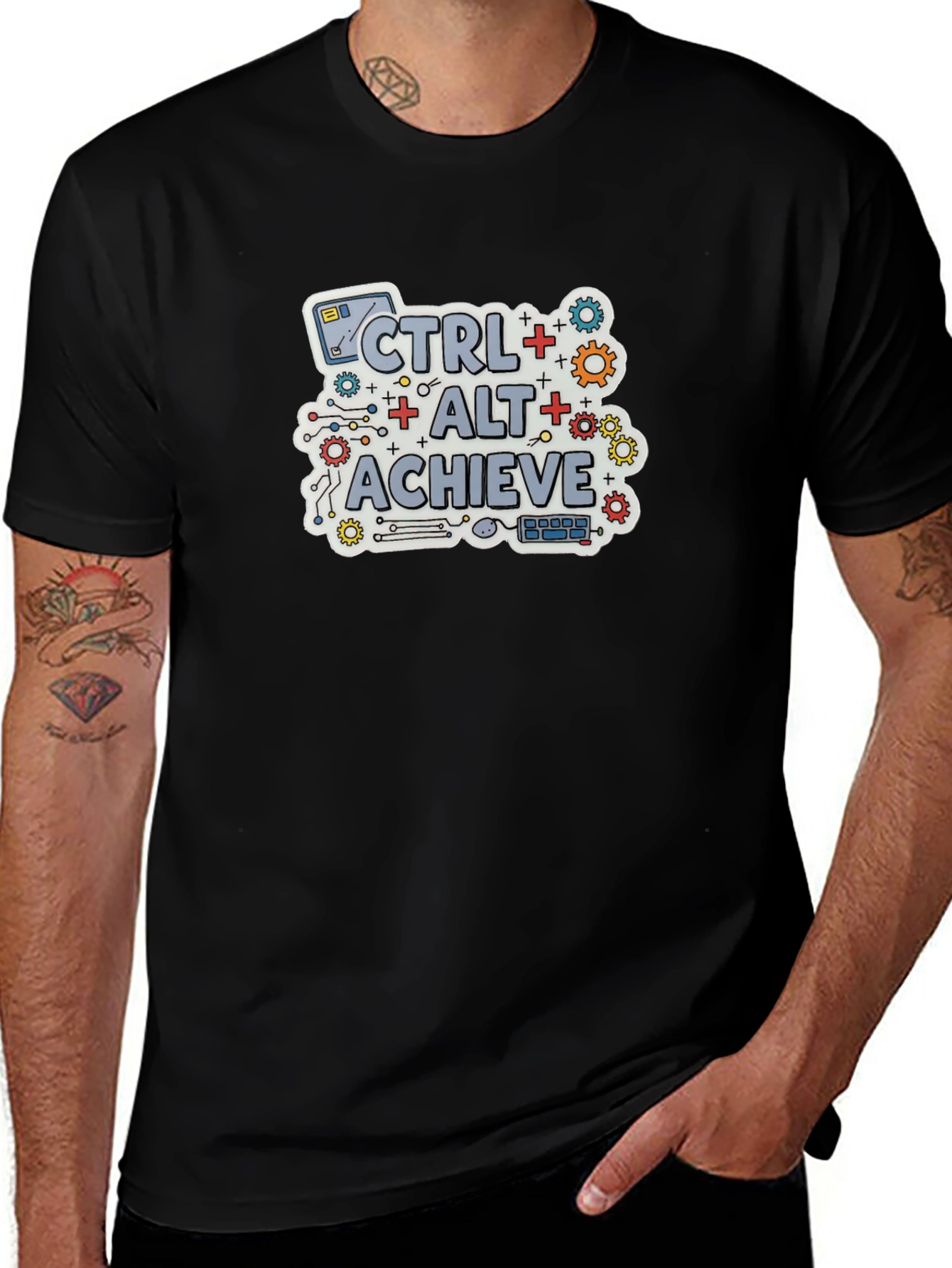 CTRL + ALT + ACHIEVE Black T-Shirt