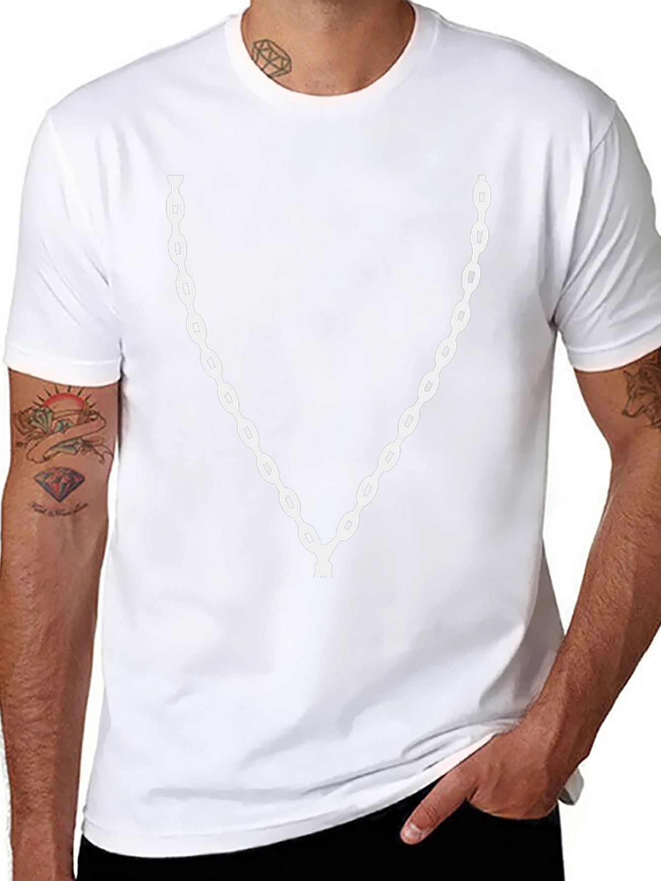 Chain Graphic Tee - Black Crew Neck