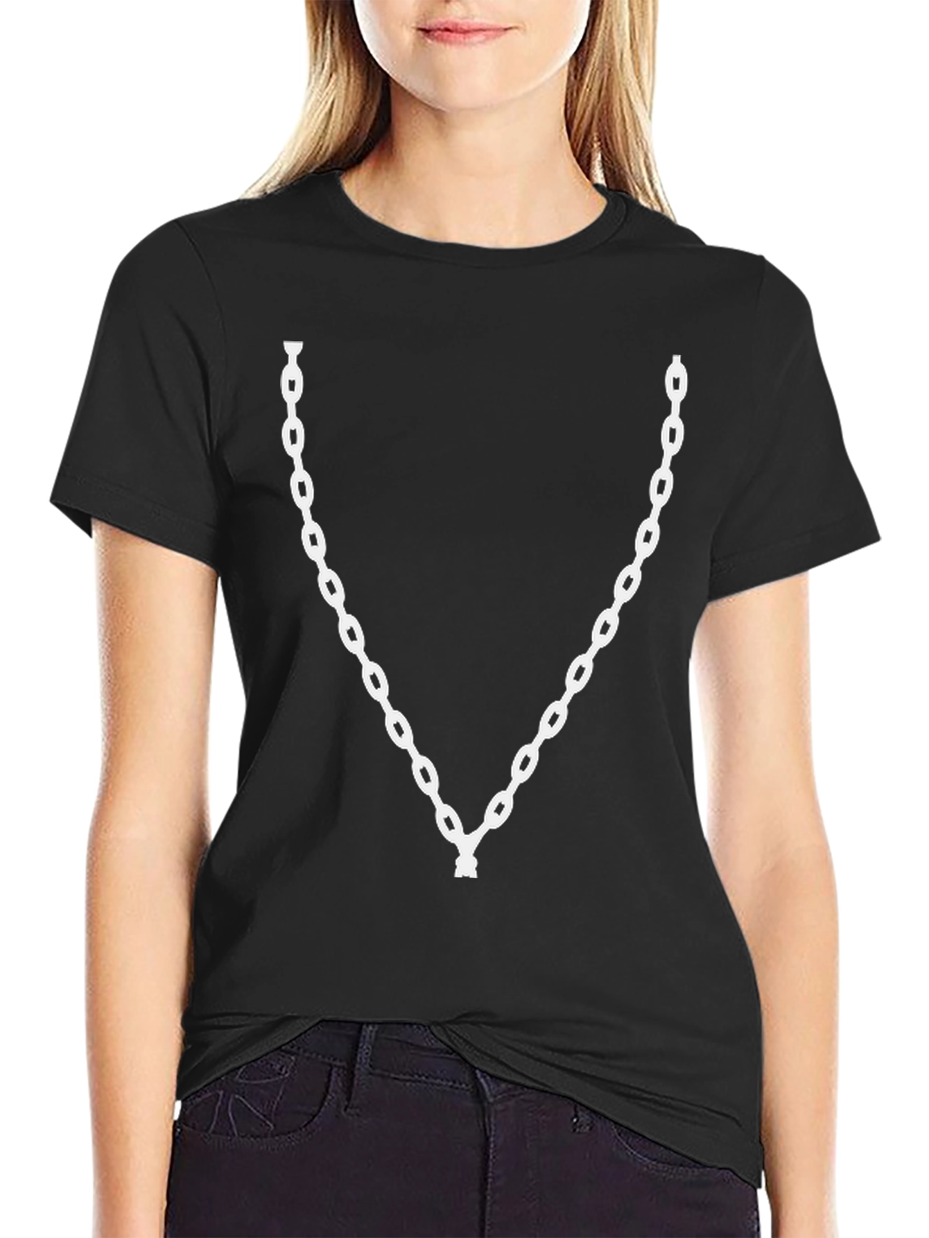 Chain Graphic Tee - Black Crew Neck