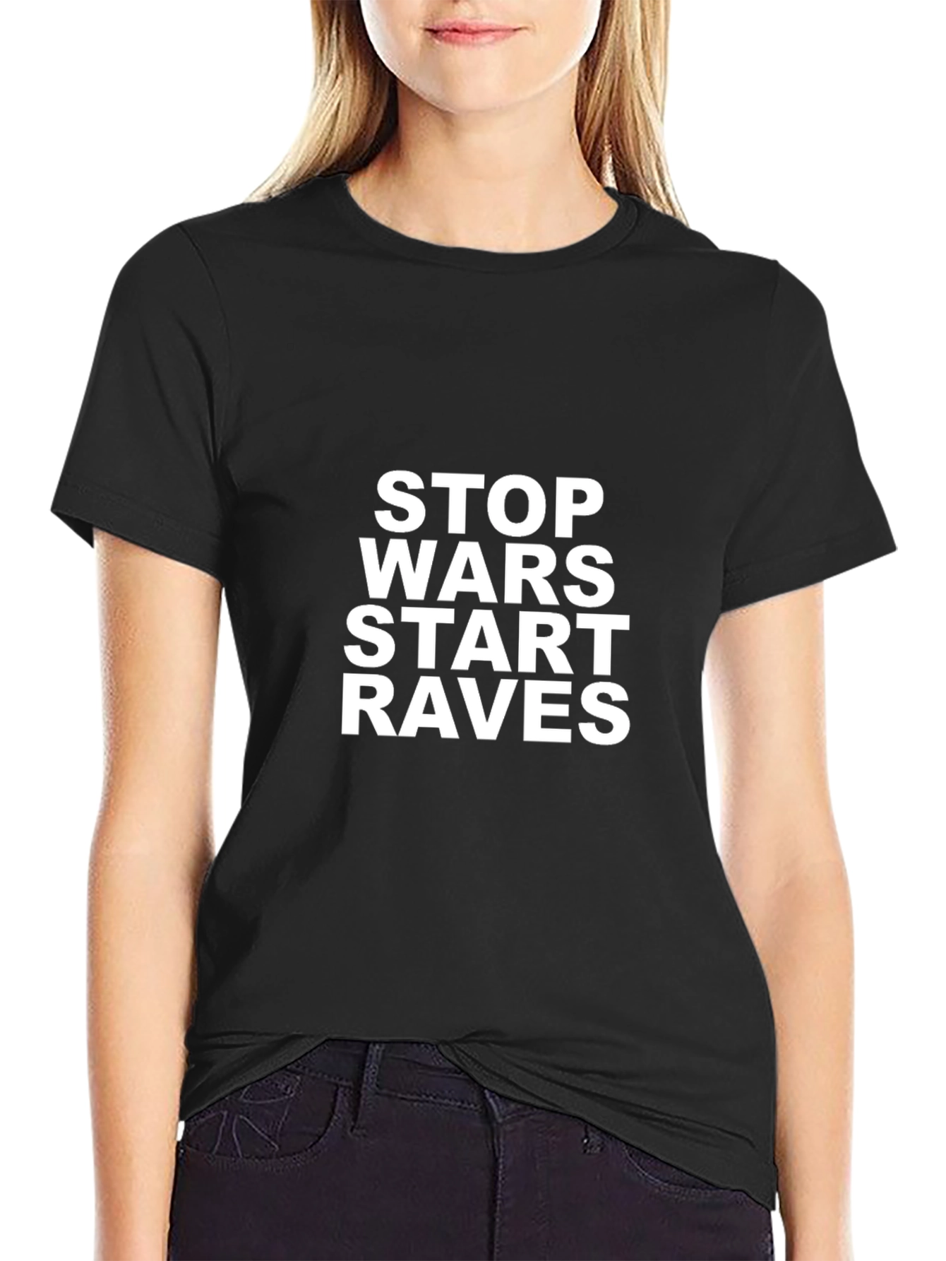 Stop Wars Start Raves Graphic Tee - Black