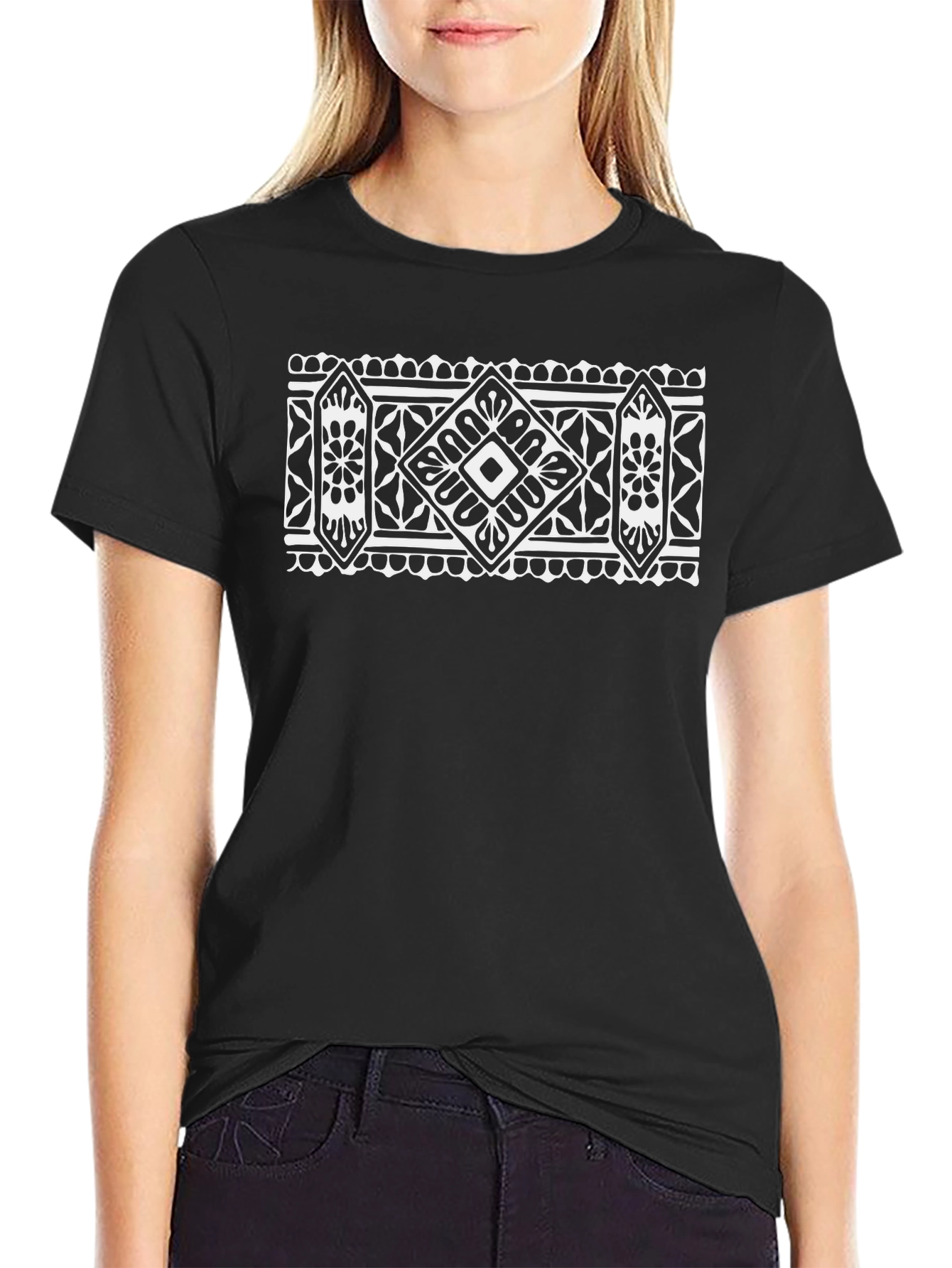 Geometric Print Black T-Shirt