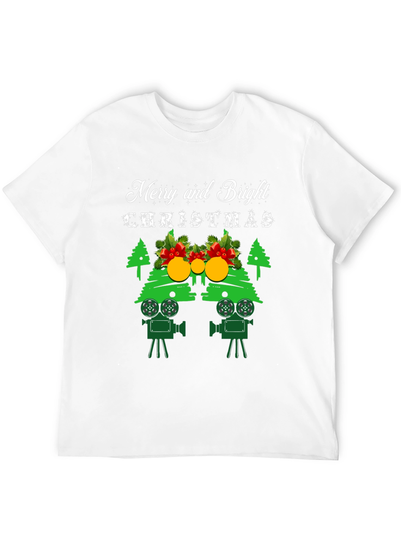 Merry and Bright Christmas Movie Camera T-Shirt