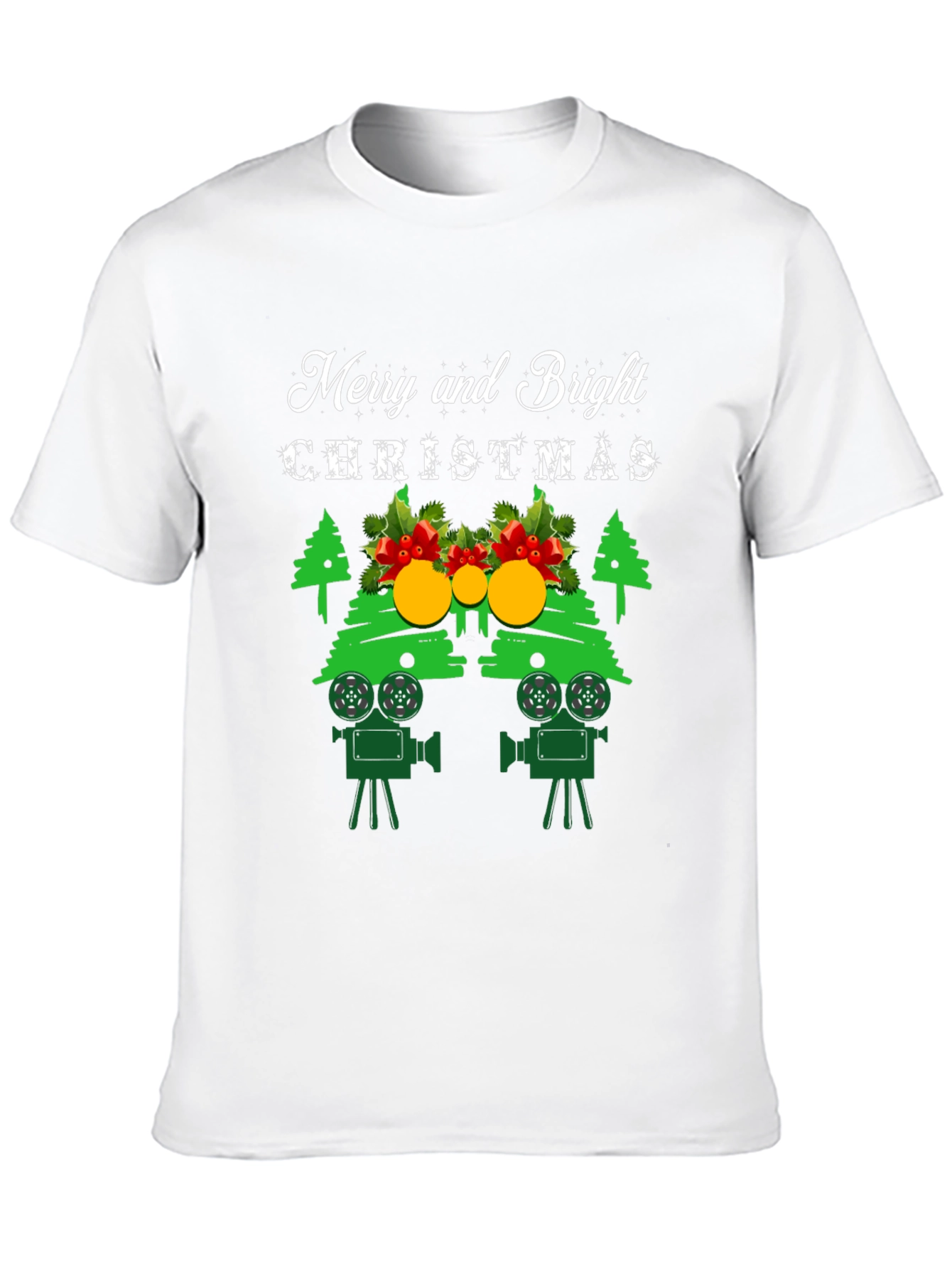Merry and Bright Christmas Movie Camera T-Shirt