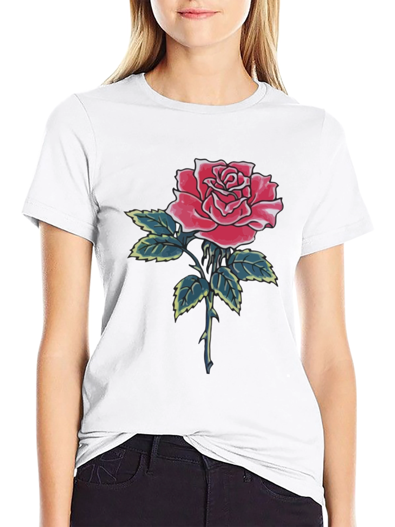Rose Graphic Black T-Shirt for Men