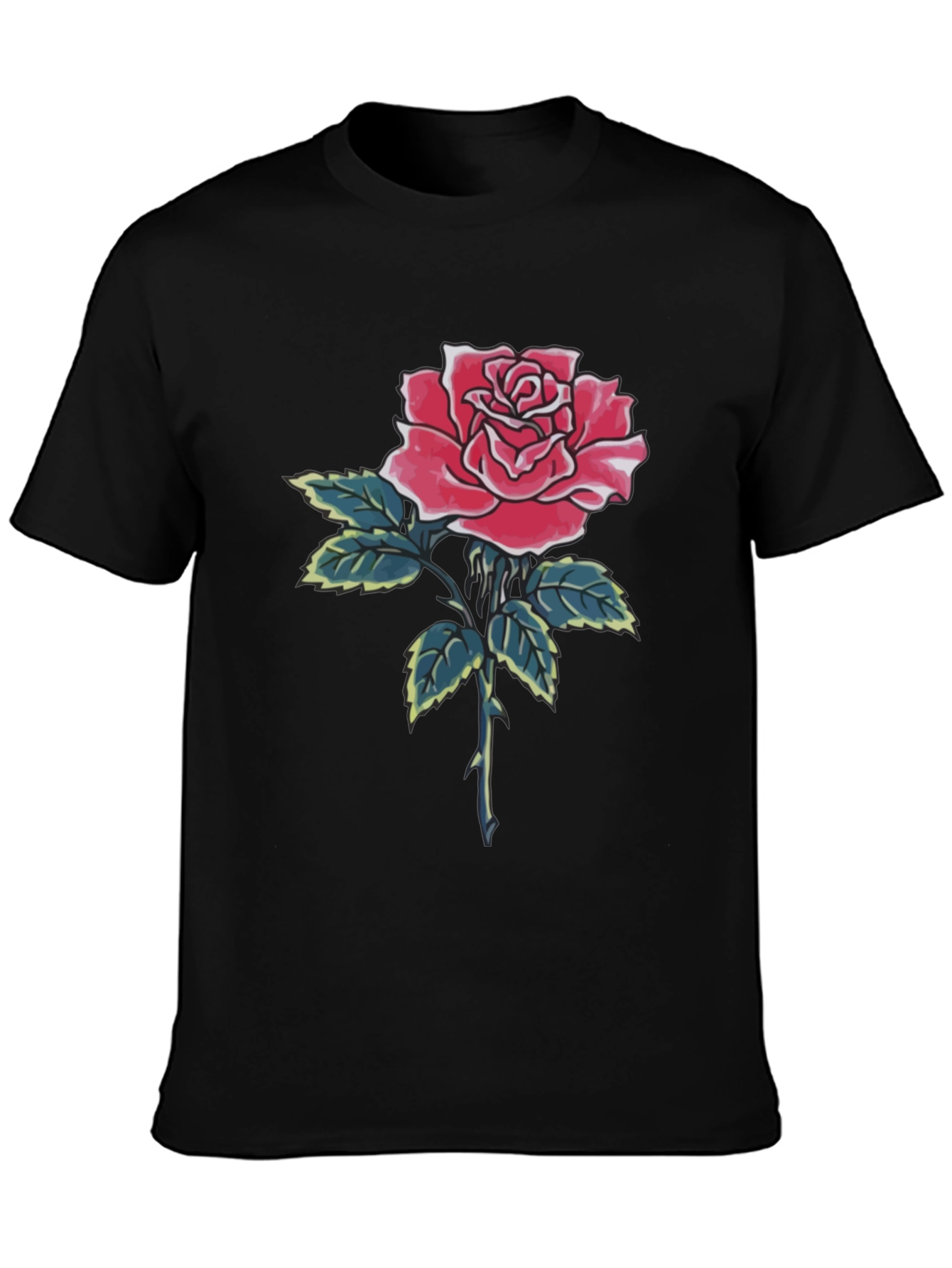 Rose Graphic Black T-Shirt for Men