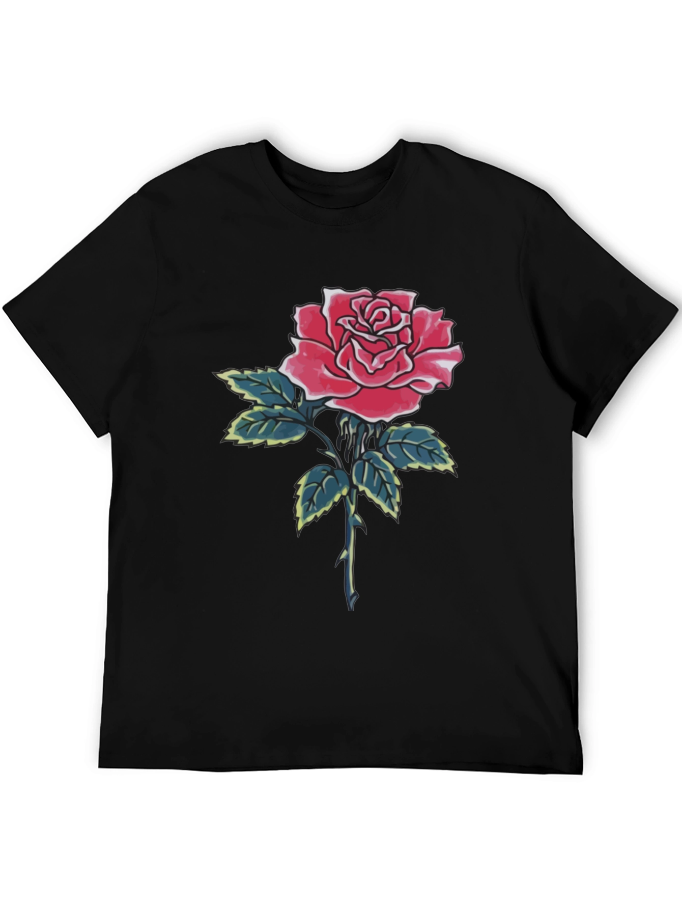 Rose Graphic Black T-Shirt for Men