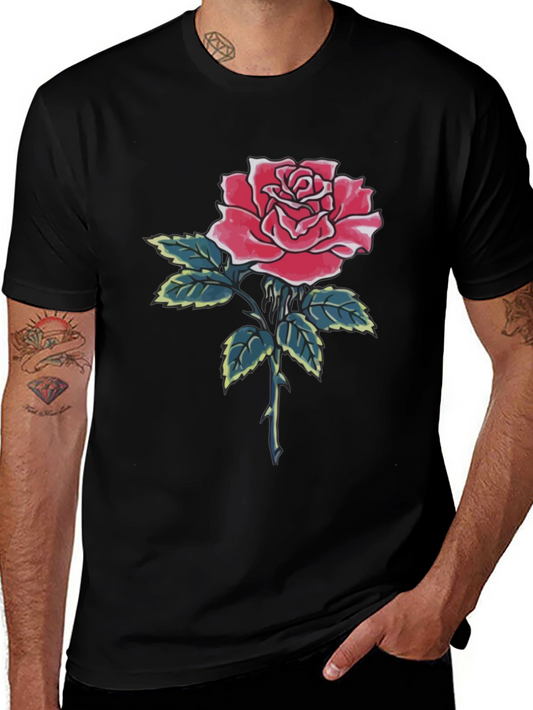Rose Graphic Black T-Shirt for Men