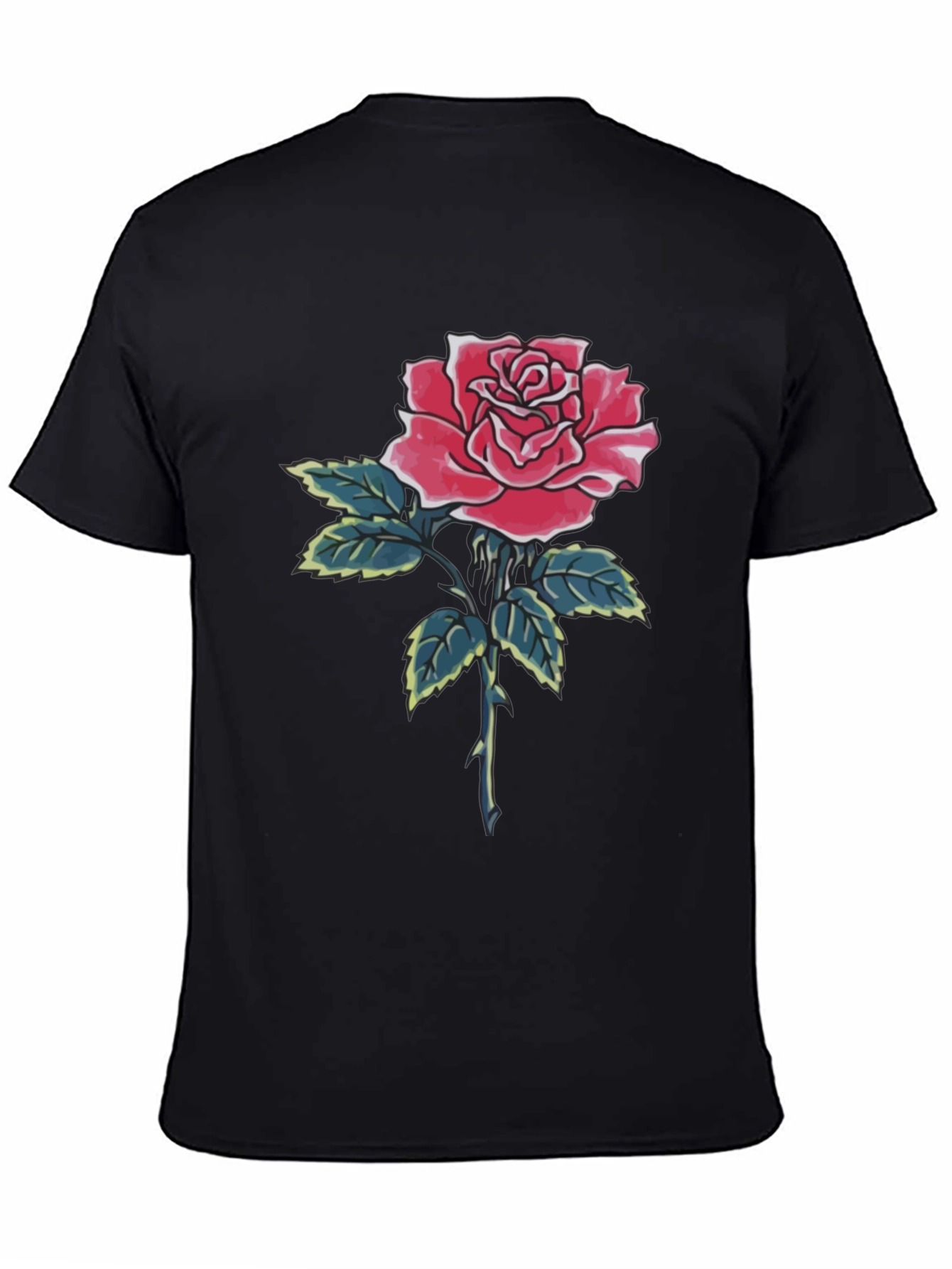 Rose Graphic Black T-Shirt for Men