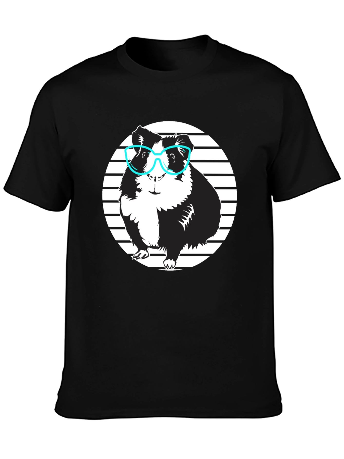 Guinea Pig with Glasses Black T-Shirt