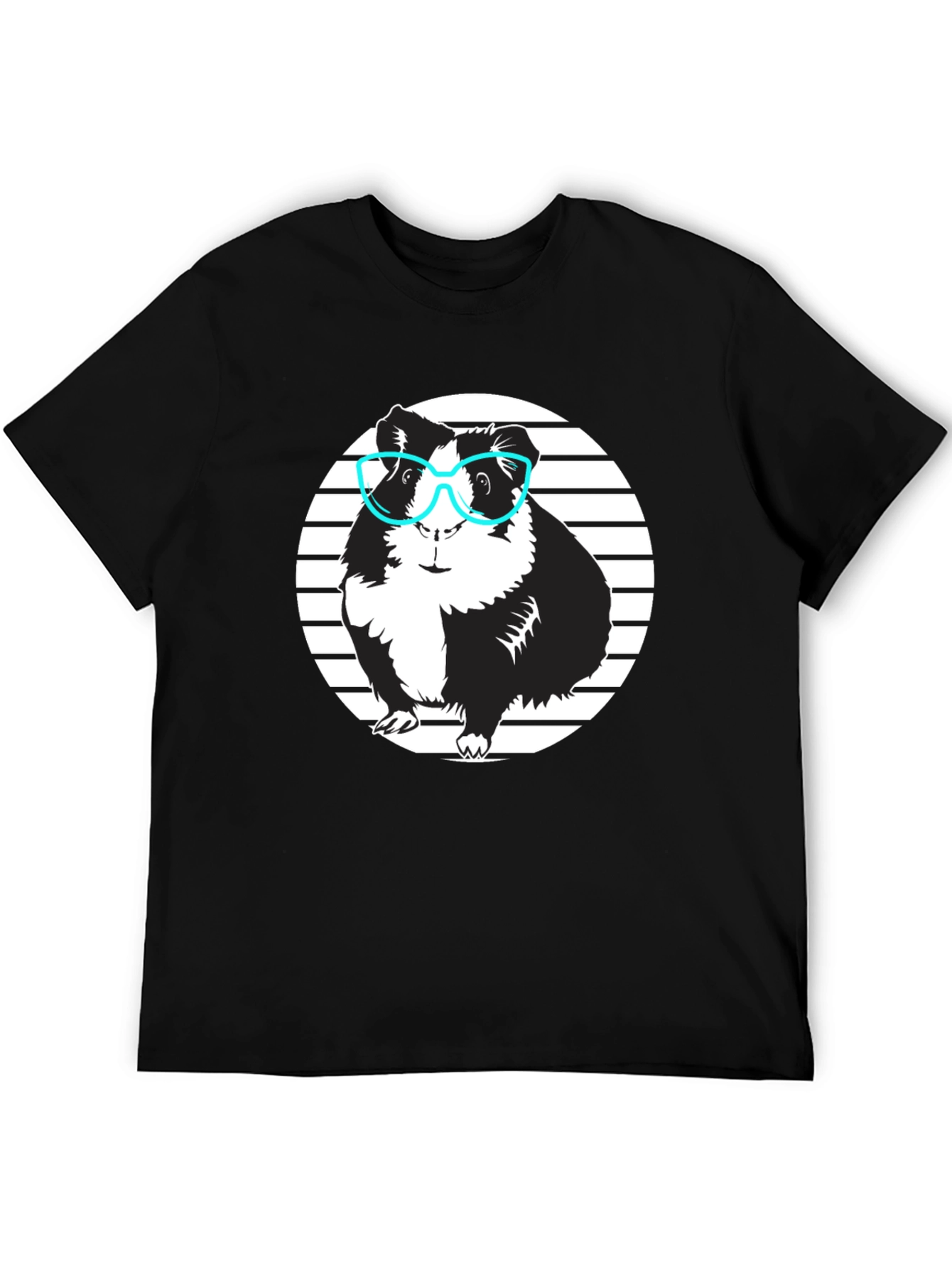 Guinea Pig with Glasses Black T-Shirt