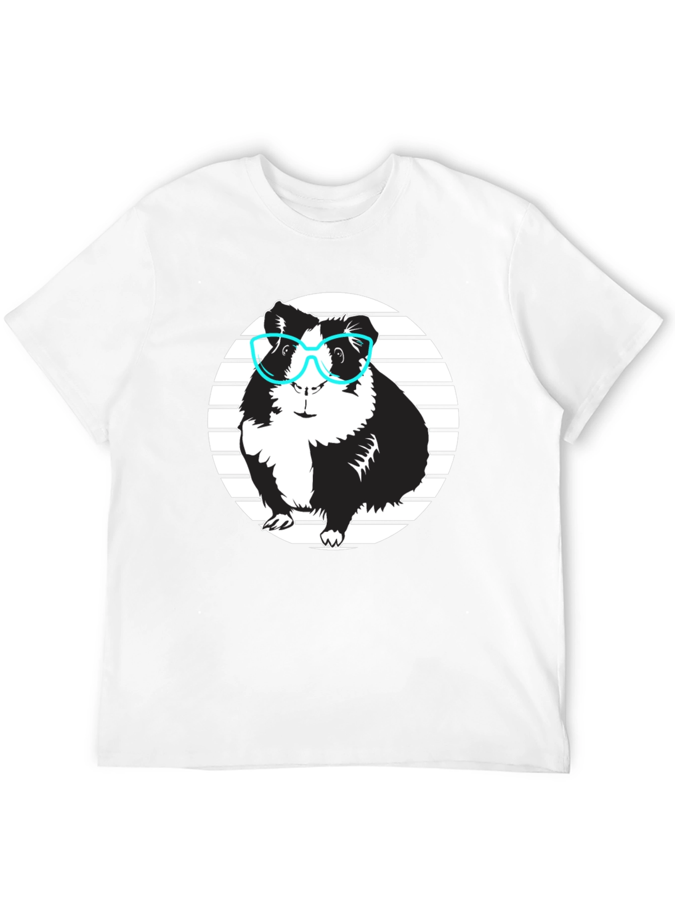 Guinea Pig with Glasses Black T-Shirt