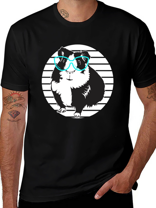 Guinea Pig with Glasses Black T-Shirt