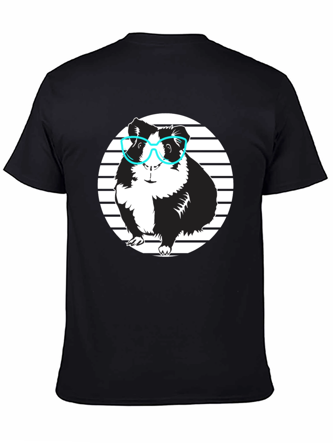 Guinea Pig with Glasses Black T-Shirt