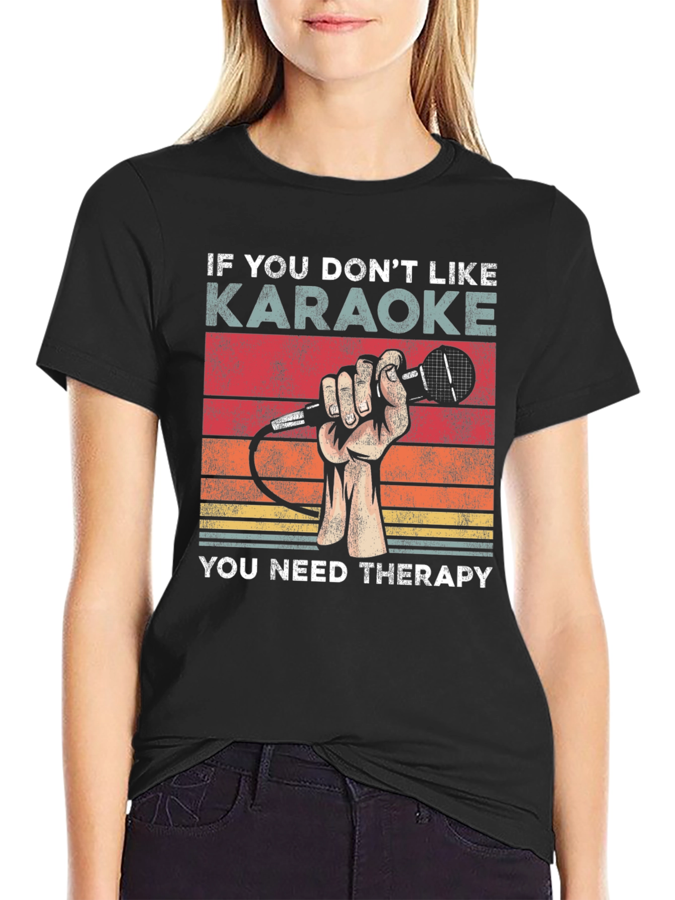 Karaoke Therapy T-Shirt - Music Lover Tee