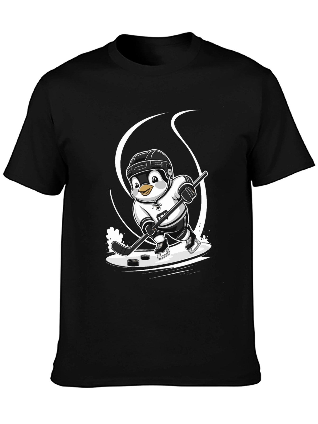 Hockey Penguin Graphic Tee - Black