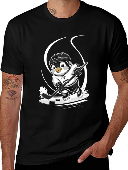Hockey Penguin Graphic Tee - Black