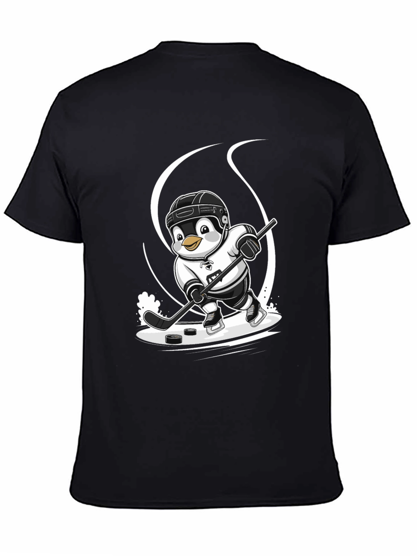 Hockey Penguin Graphic Tee - Black