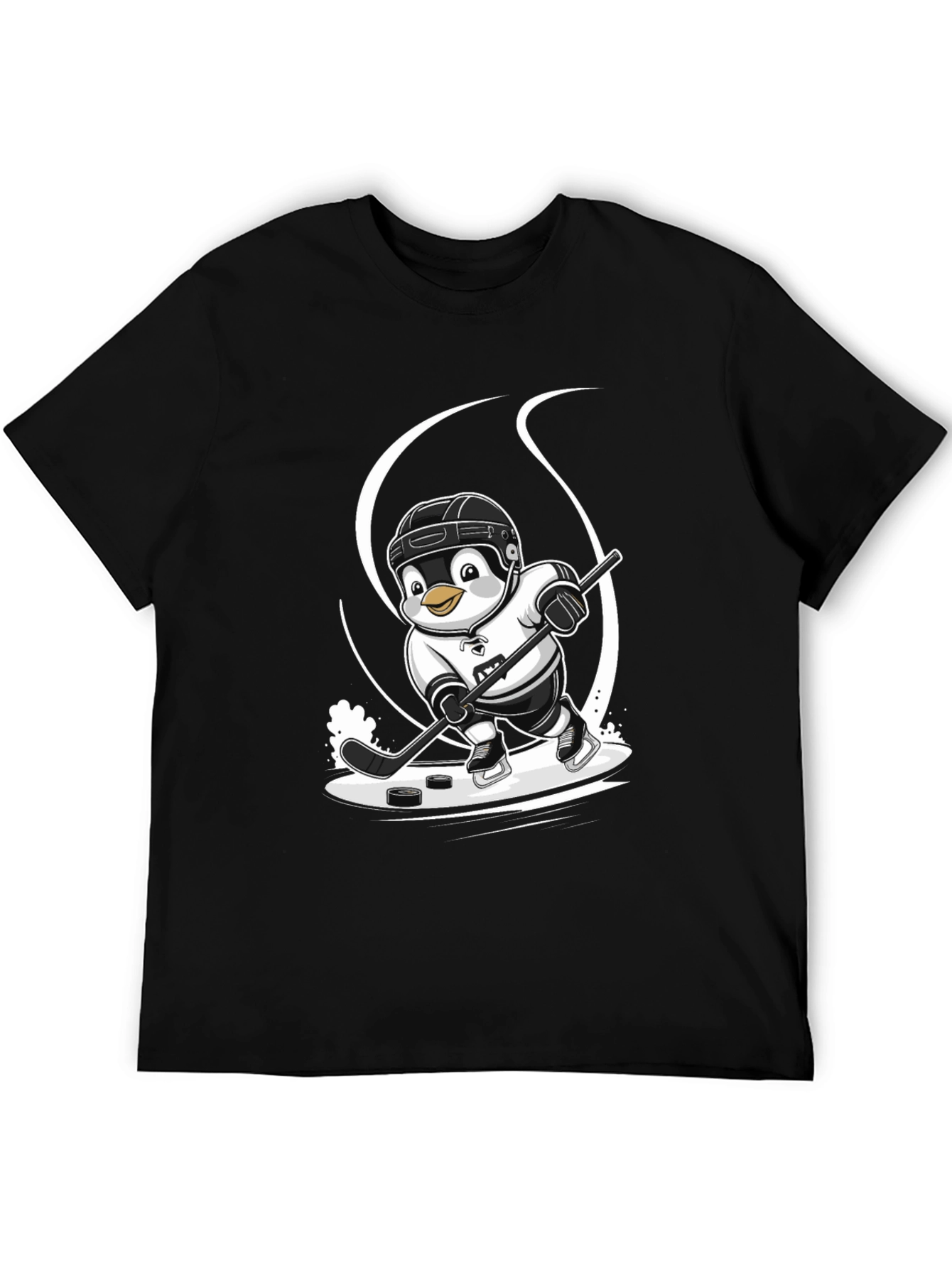 Hockey Penguin Graphic Tee - Black