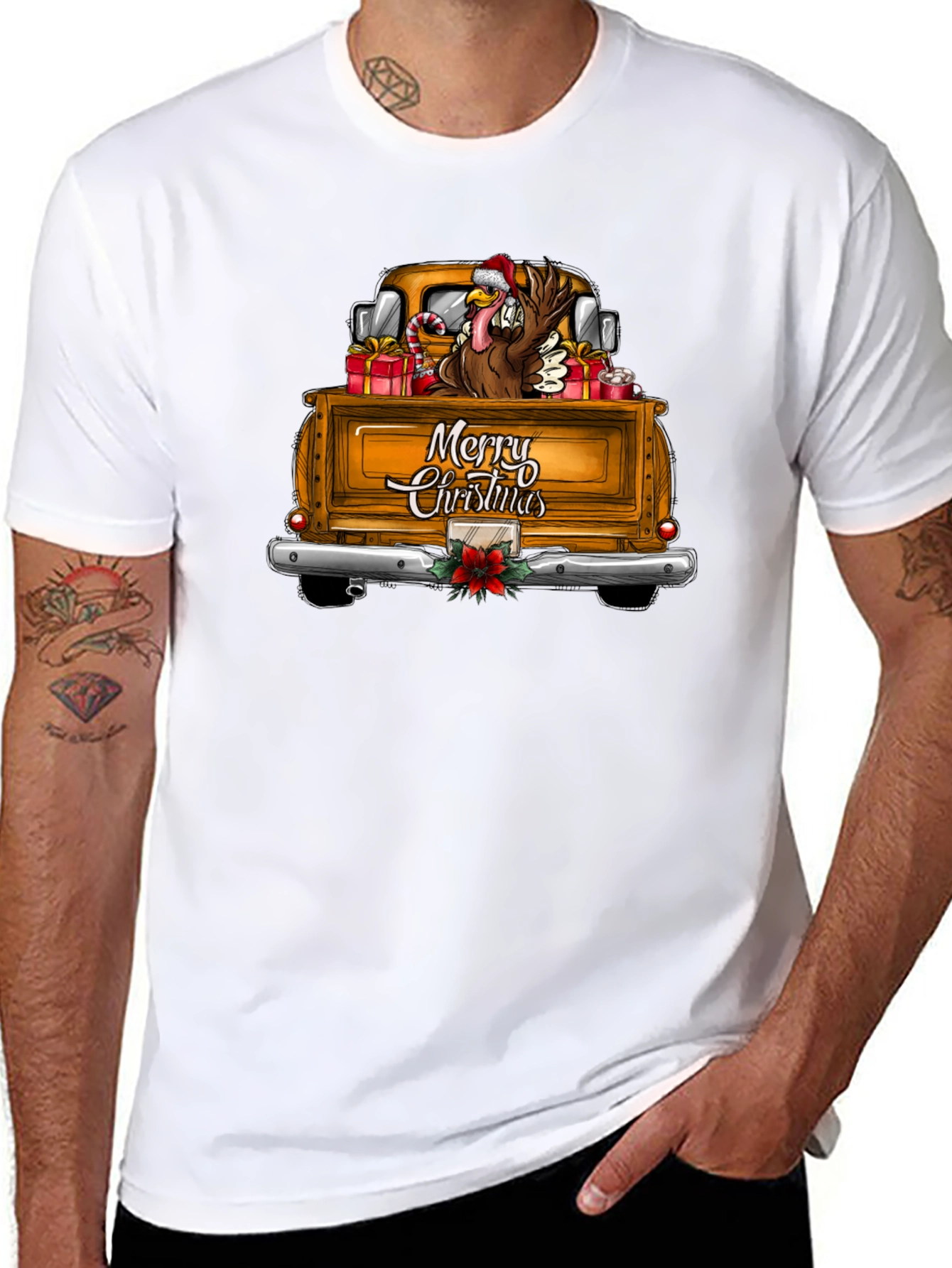 Festive Turkey Truck Christmas Graphic Tee