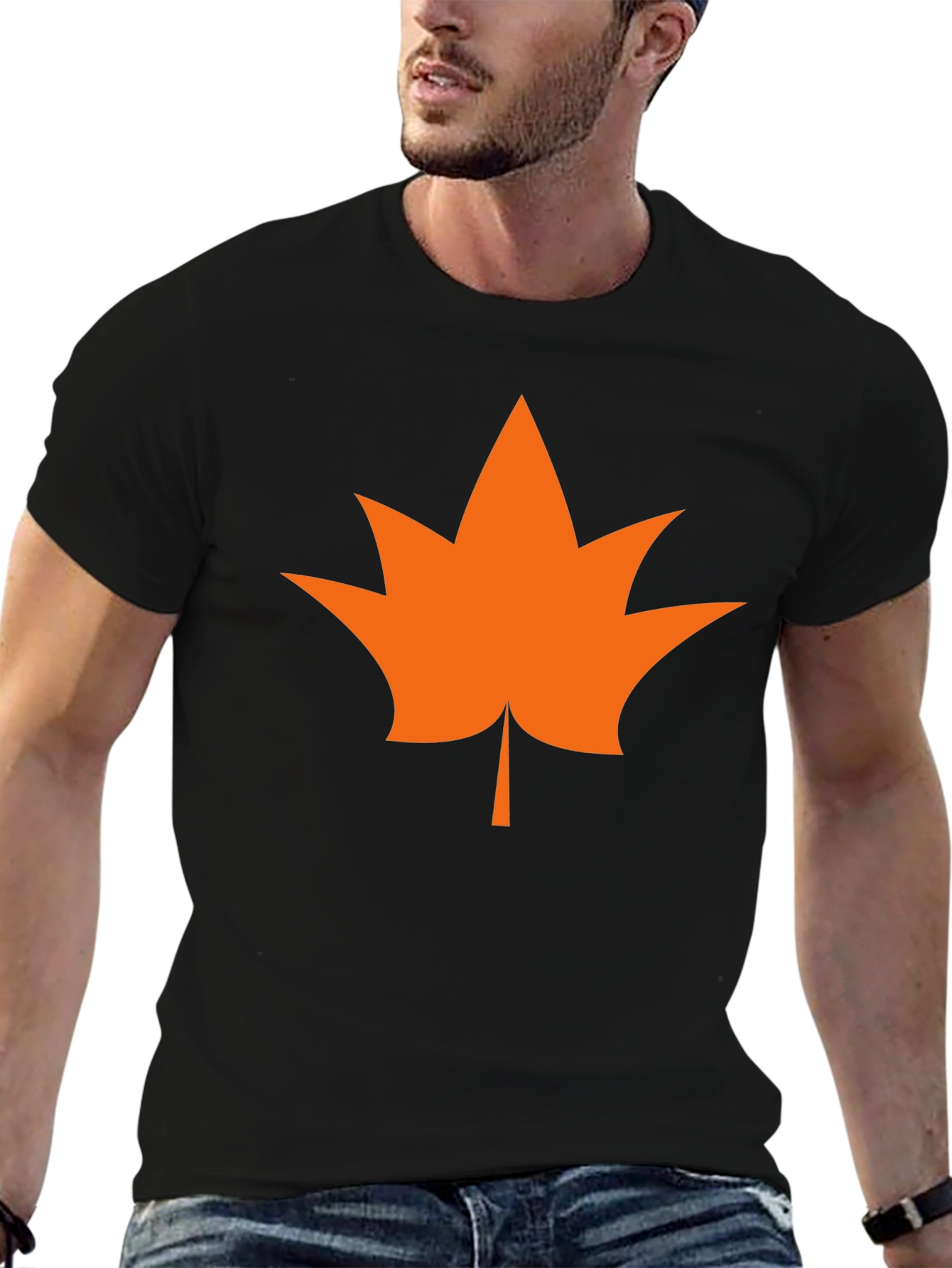 Leaf Graphic Tee - Casual Style Black T-Shirt