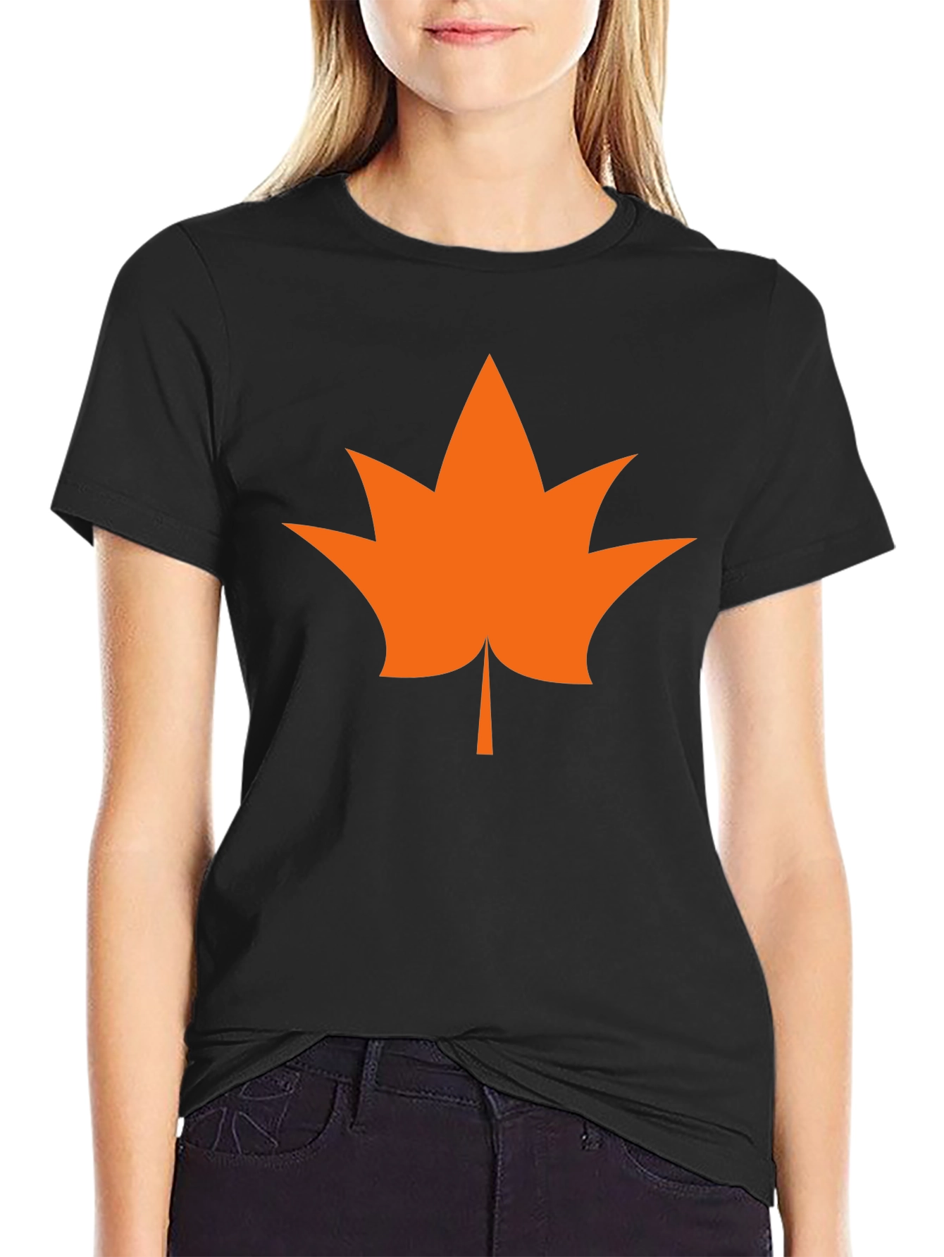 Leaf Graphic Tee - Casual Style Black T-Shirt