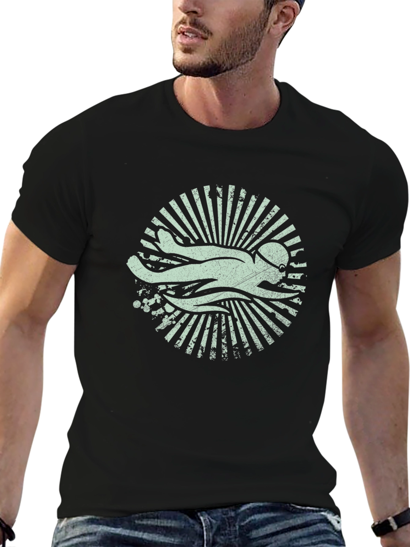 Swimmer Graphic Tee - Retro Swim Club Shirt