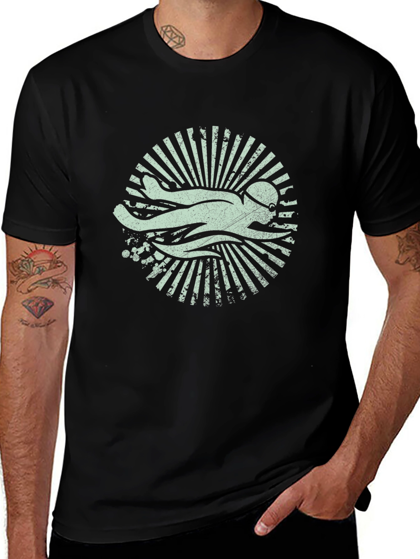 Swimmer Graphic Tee - Retro Swim Club Shirt