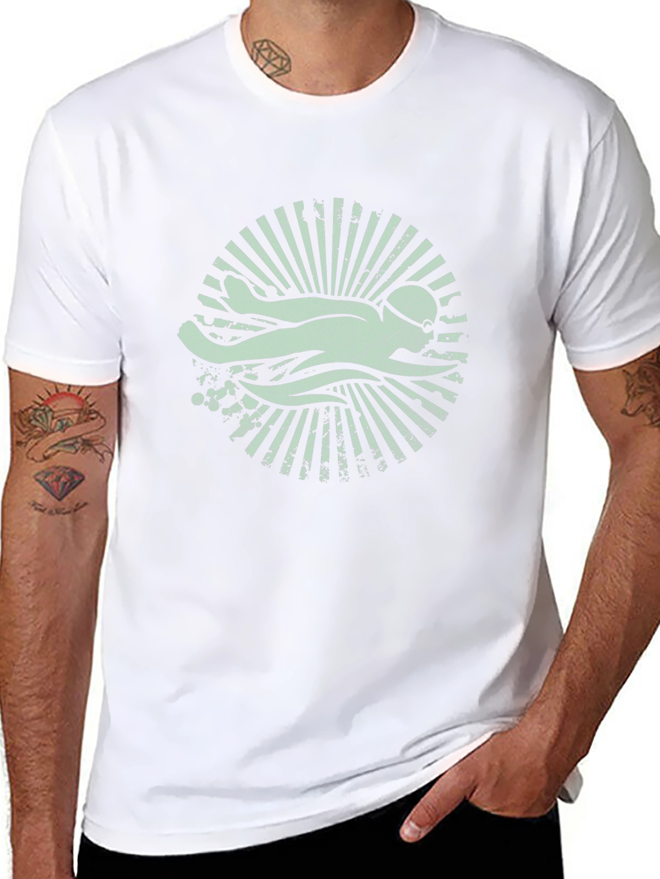 Swimmer Graphic Tee - Retro Swim Club Shirt