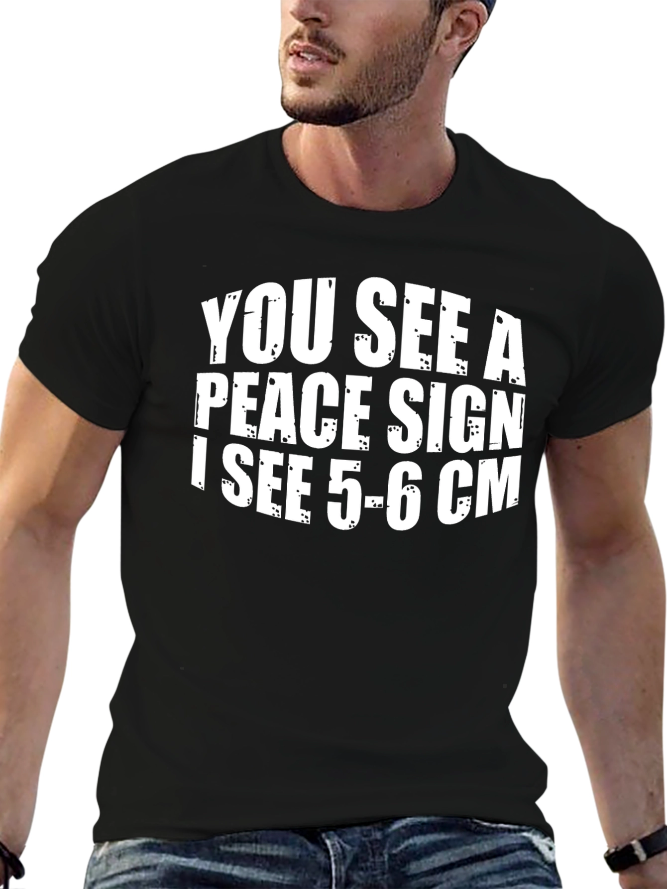Funny Peace Sign 5-6cm Graphic T-Shirt