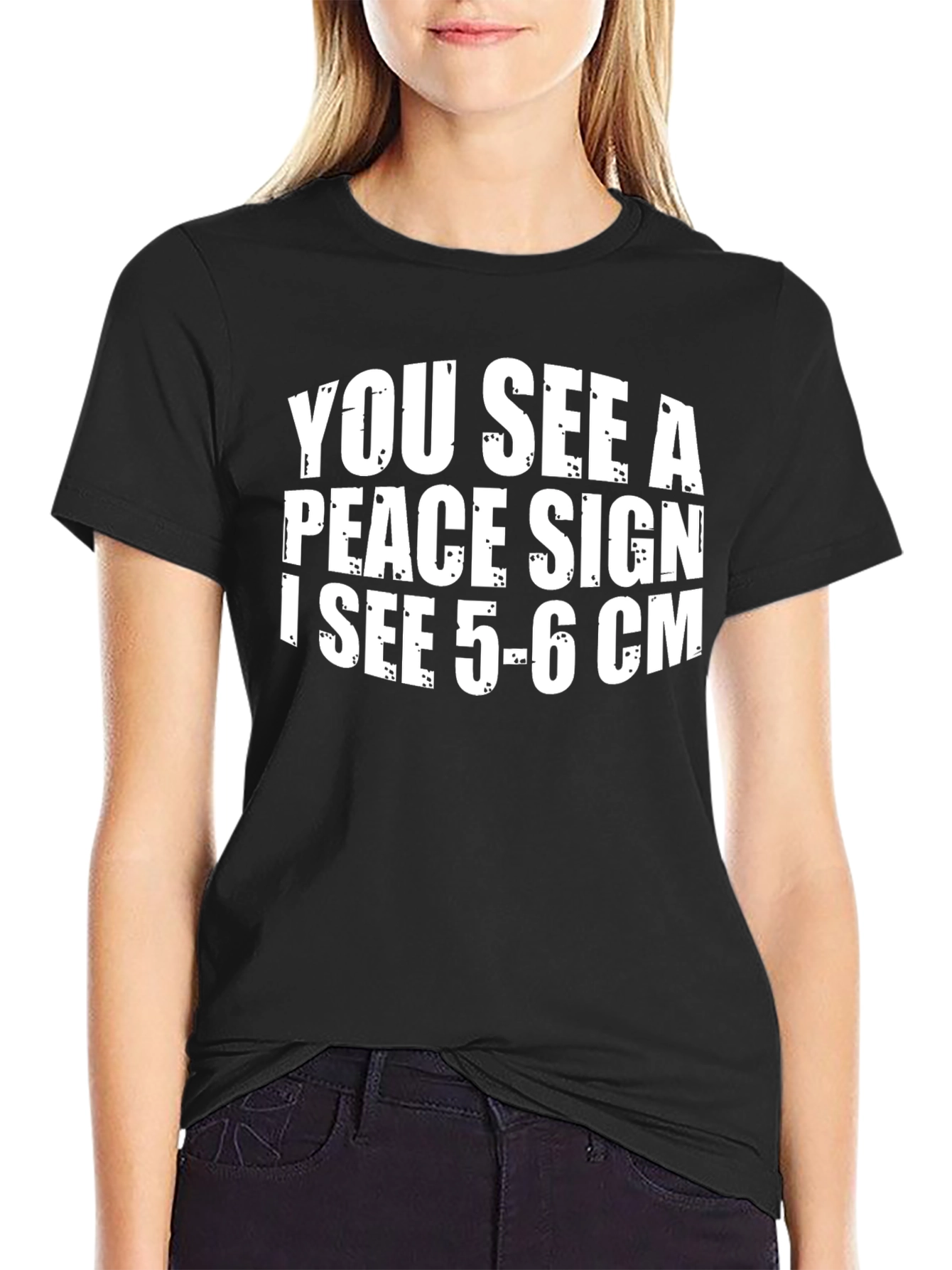 Funny Peace Sign 5-6cm Graphic T-Shirt