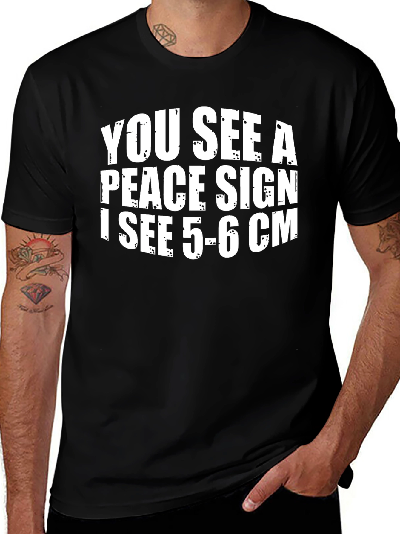 Funny Peace Sign 5-6cm Graphic T-Shirt