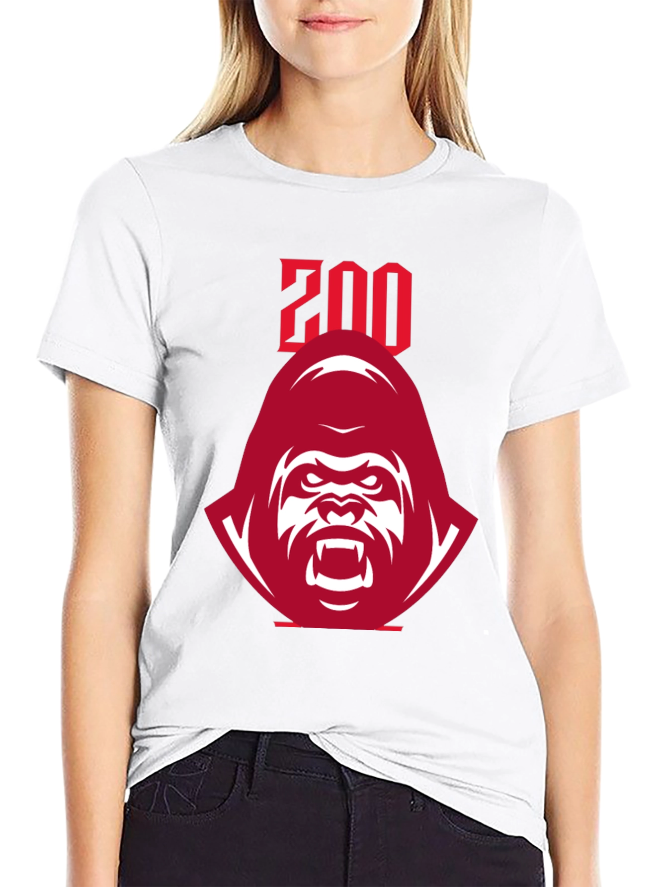Zoo Graphic Tee - Bold Red Gorilla Design