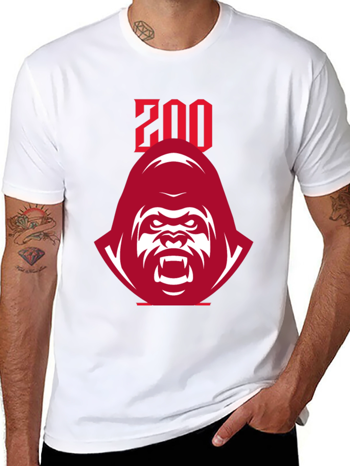 Zoo Graphic Tee - Bold Red Gorilla Design