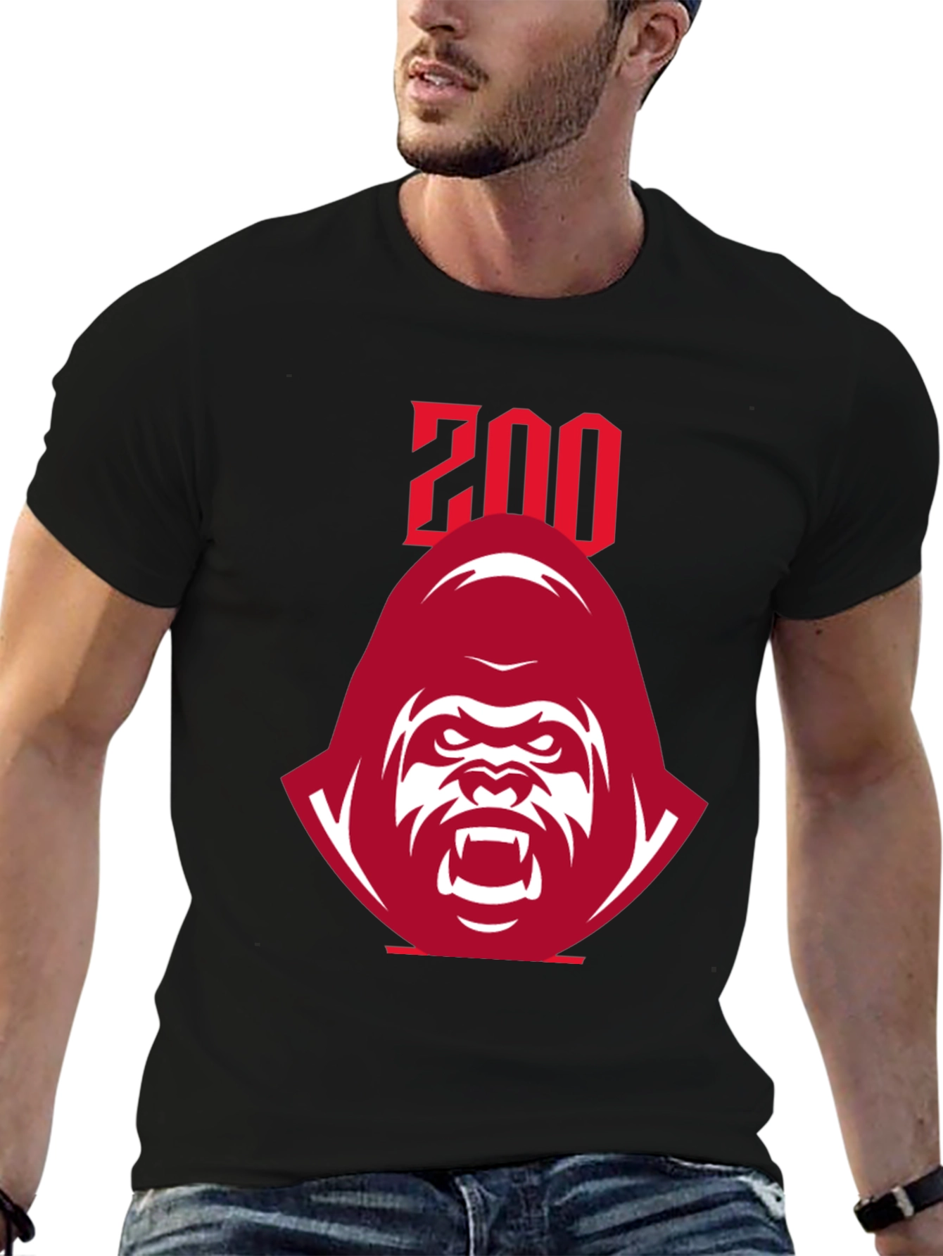 Zoo Graphic Tee - Bold Red Gorilla Design
