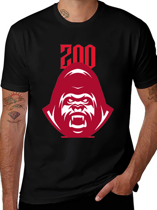 Zoo Graphic Tee - Bold Red Gorilla Design