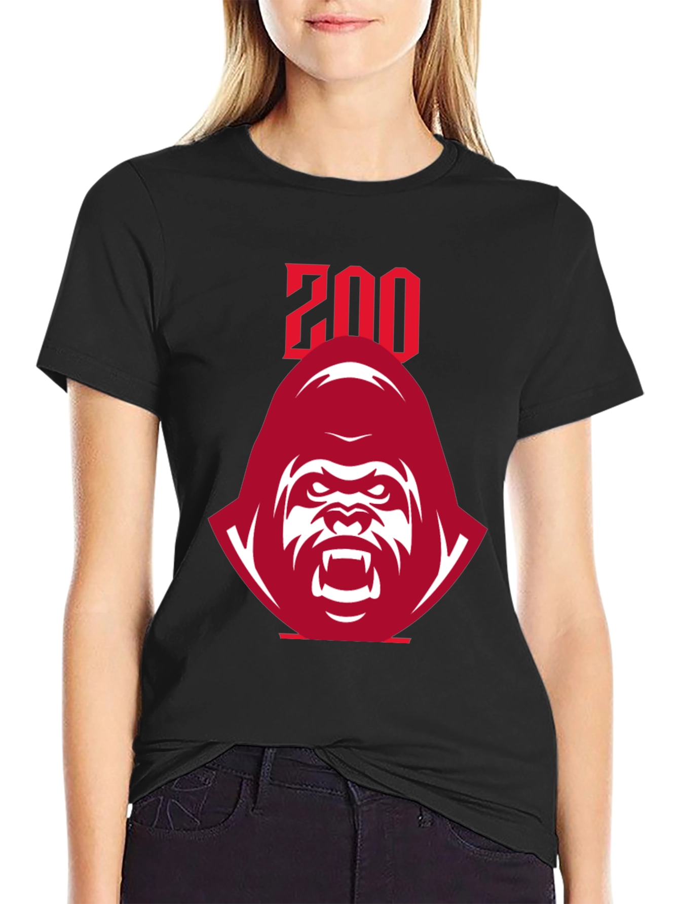 Zoo Graphic Tee - Bold Red Gorilla Design