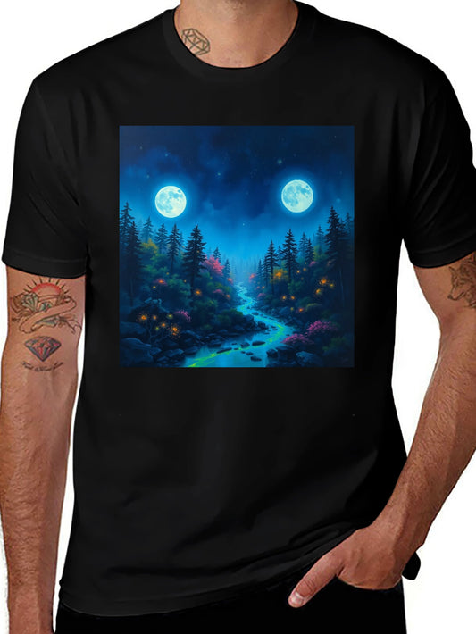 Mystical Forest Moonlit River Graphic Tee