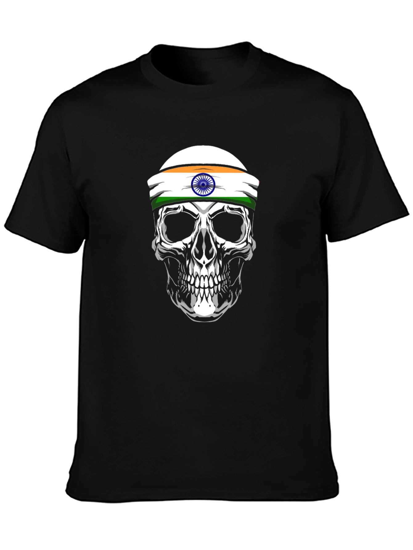 Skull India Flag Graphic T-Shirt