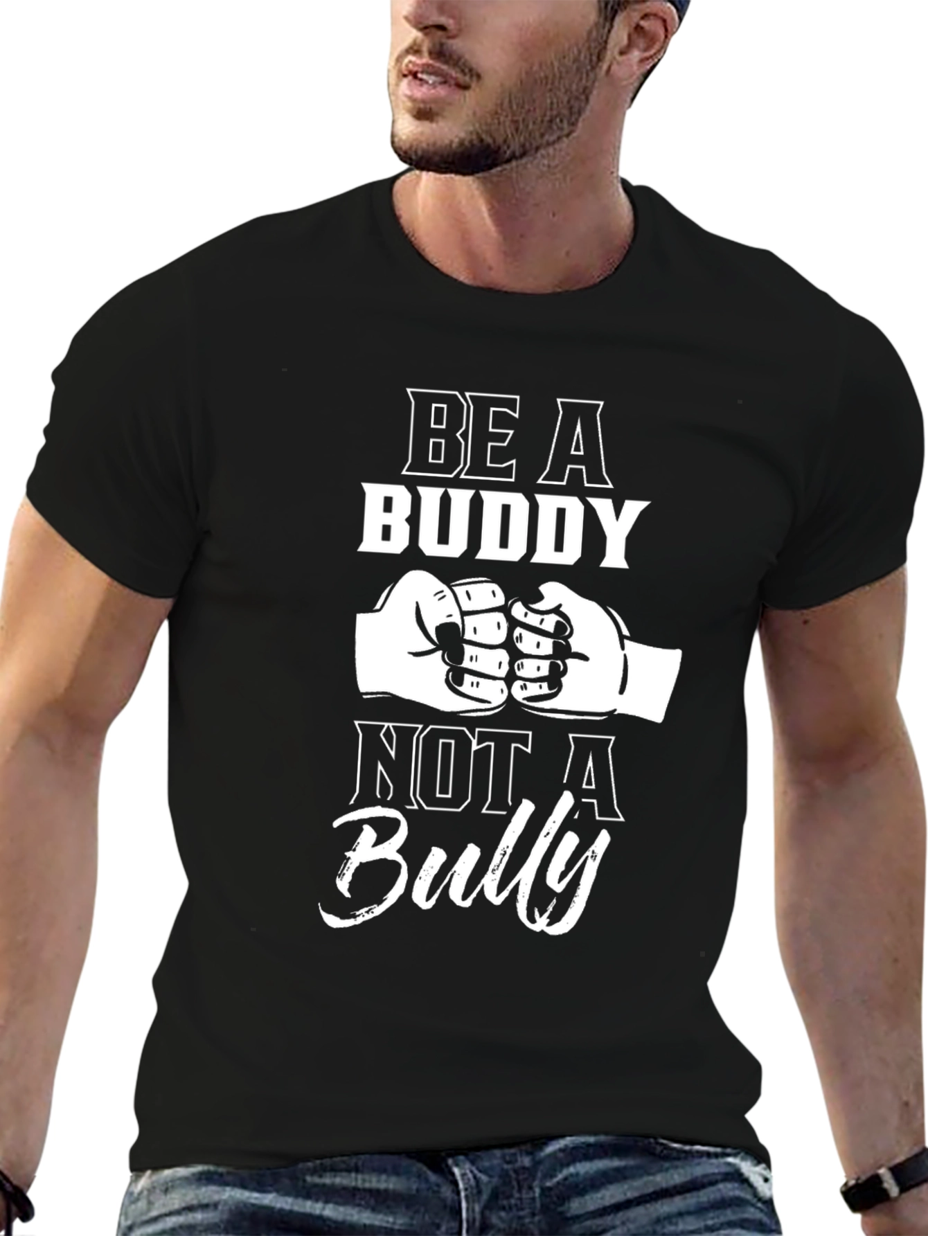 Be A Buddy Not A Bully Black Graphic Tee